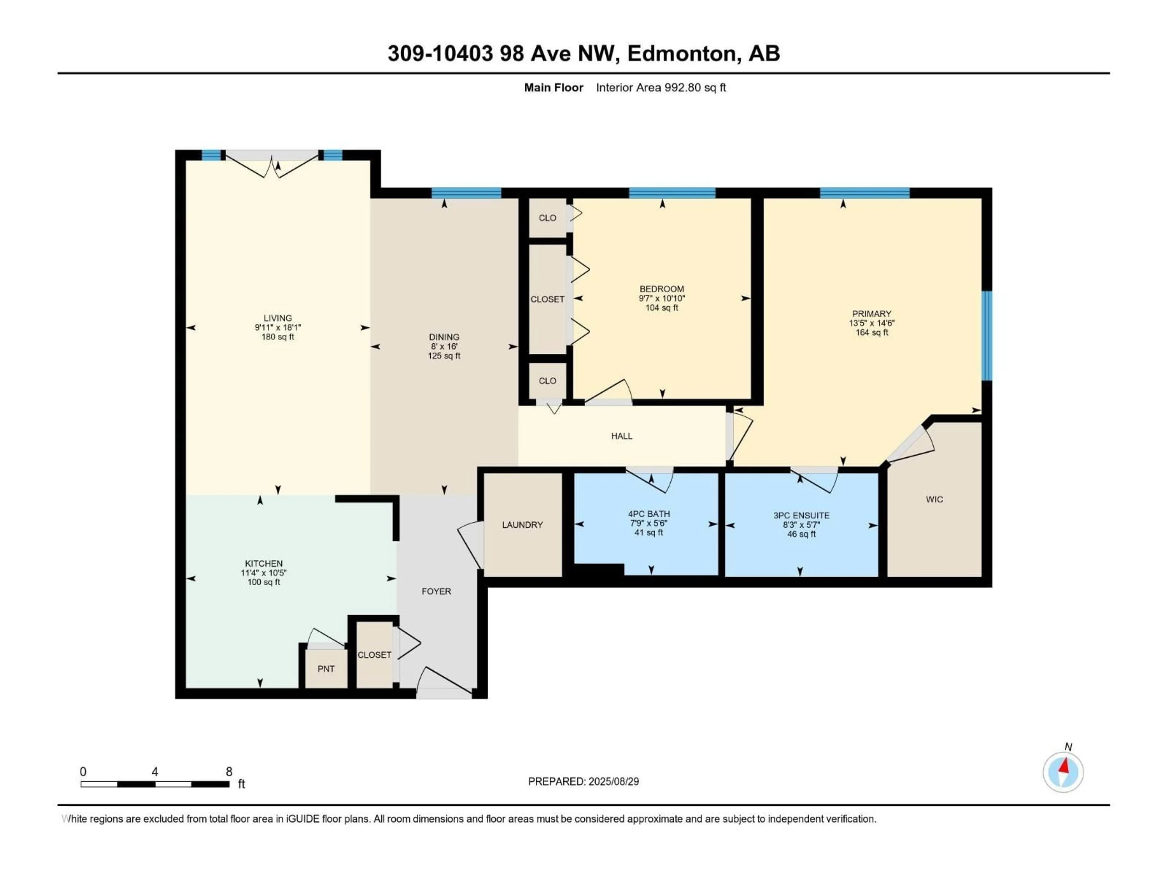 Floor plan for #309 - 10403 98 AV, Edmonton Alberta T5K2Y5