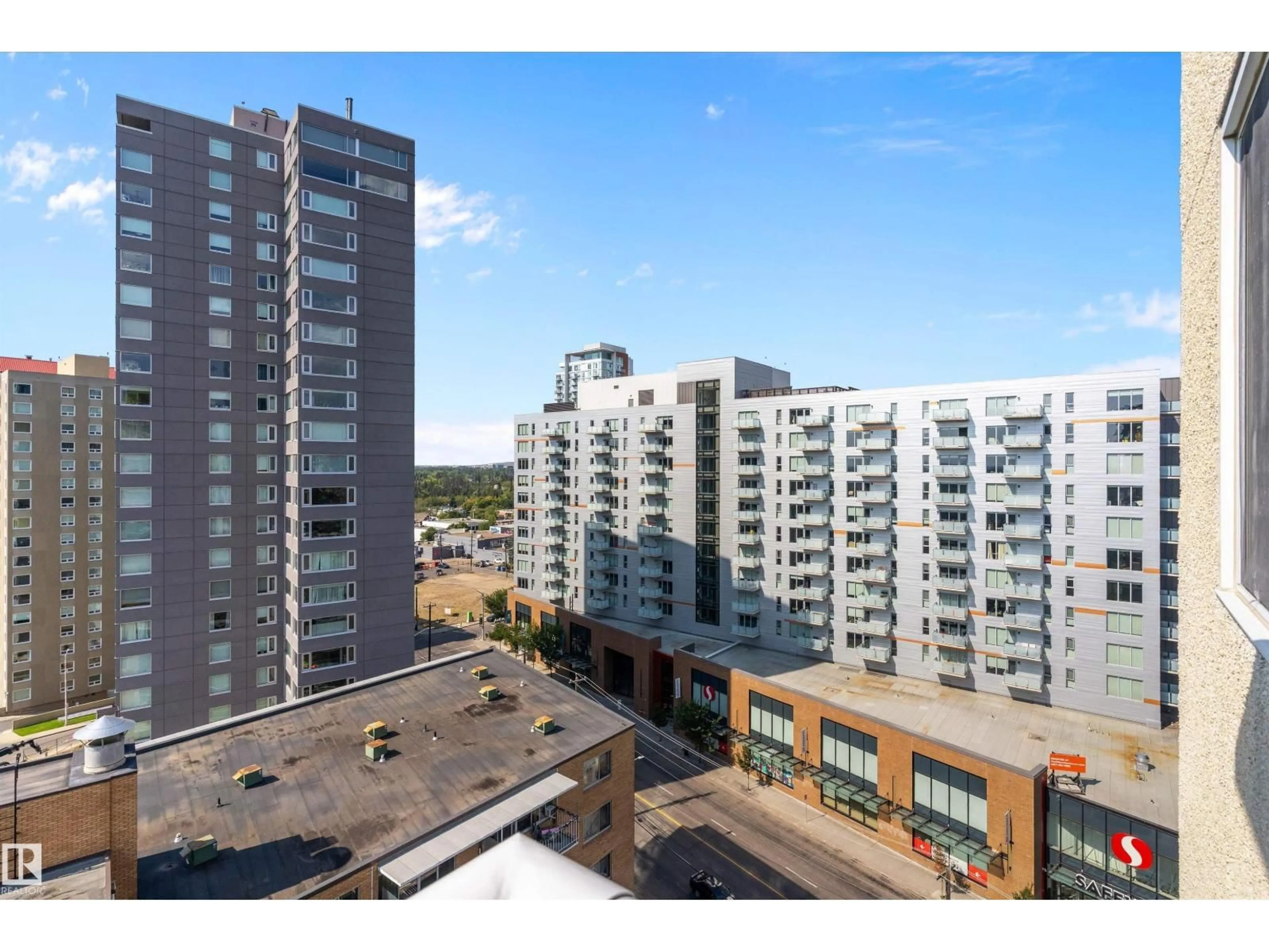 A pic from outside/outdoor area/front of a property/back of a property/a pic from drone, city buildings view from balcony for 1401 - 12141 JASPER AV, Edmonton Alberta T5N3X8