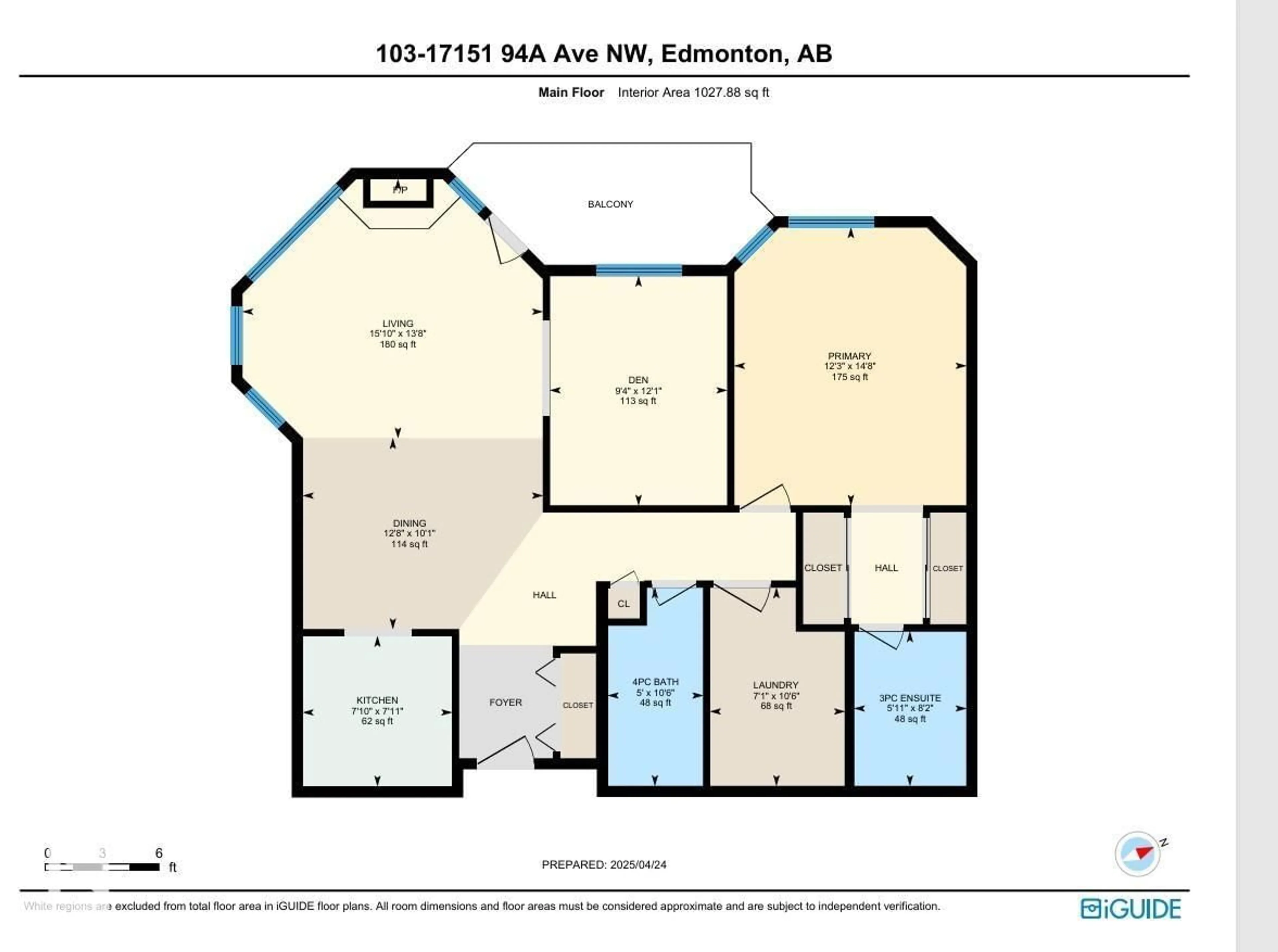 Floor plan for #103 - 17151 94A AV, Edmonton Alberta T5T5Z9