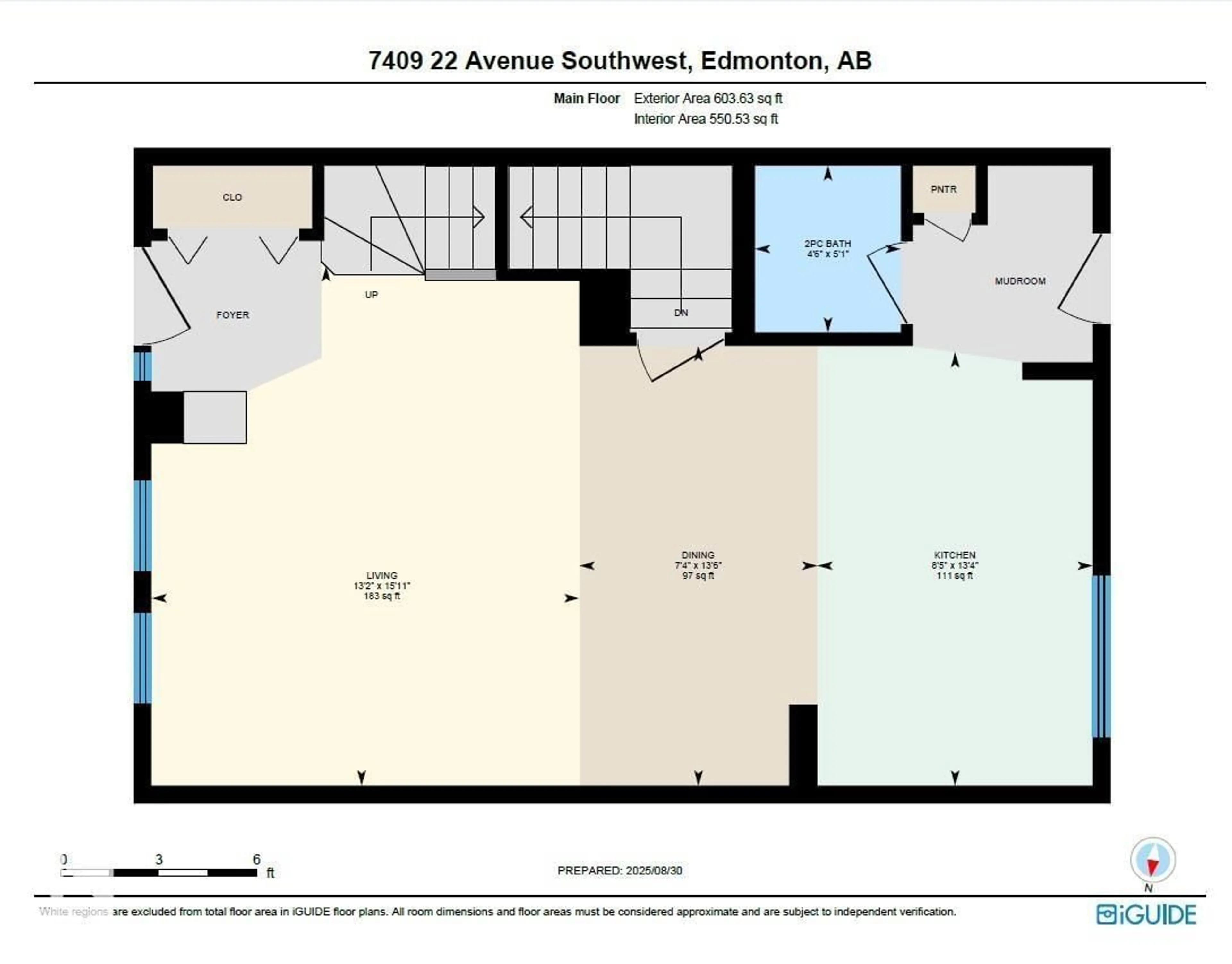 Floor plan for 7409 22 AVE, Edmonton Alberta T6X0V6