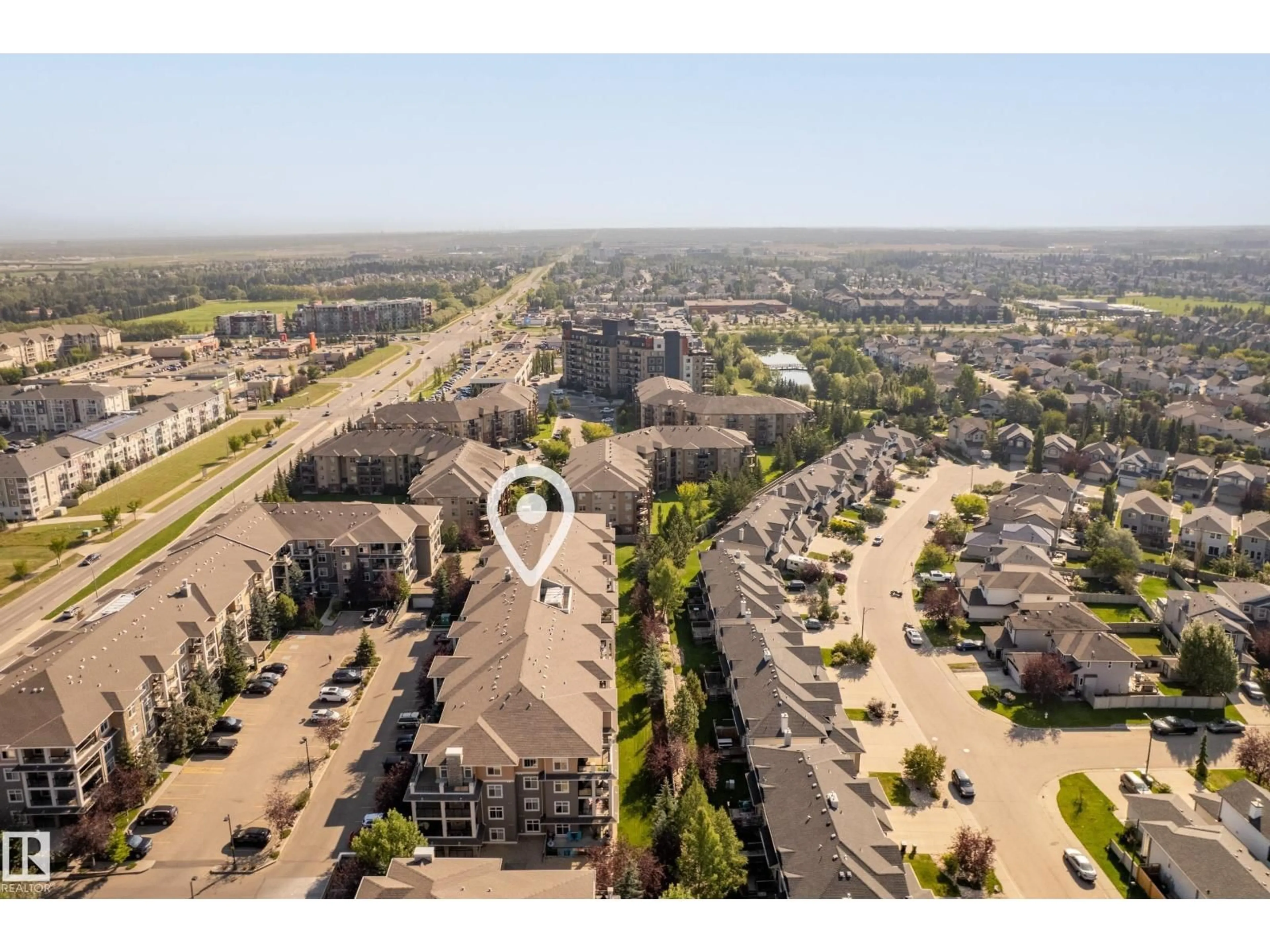 A pic from outside/outdoor area/front of a property/back of a property/a pic from drone, street for #343 - 11505 ELLERSLIE RD, Edmonton Alberta T6W2A9