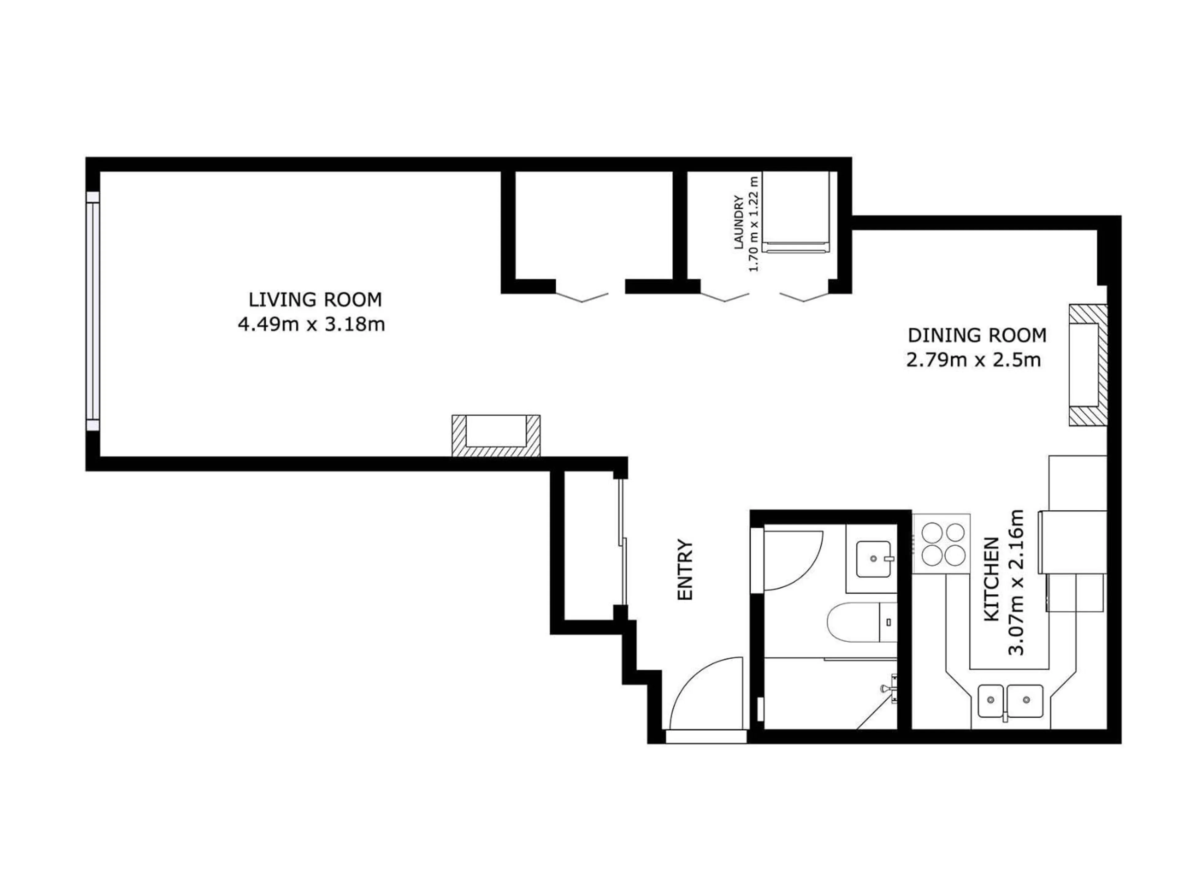 Floor plan for #102 - 11325 109 AV, Edmonton Alberta T5H1E3