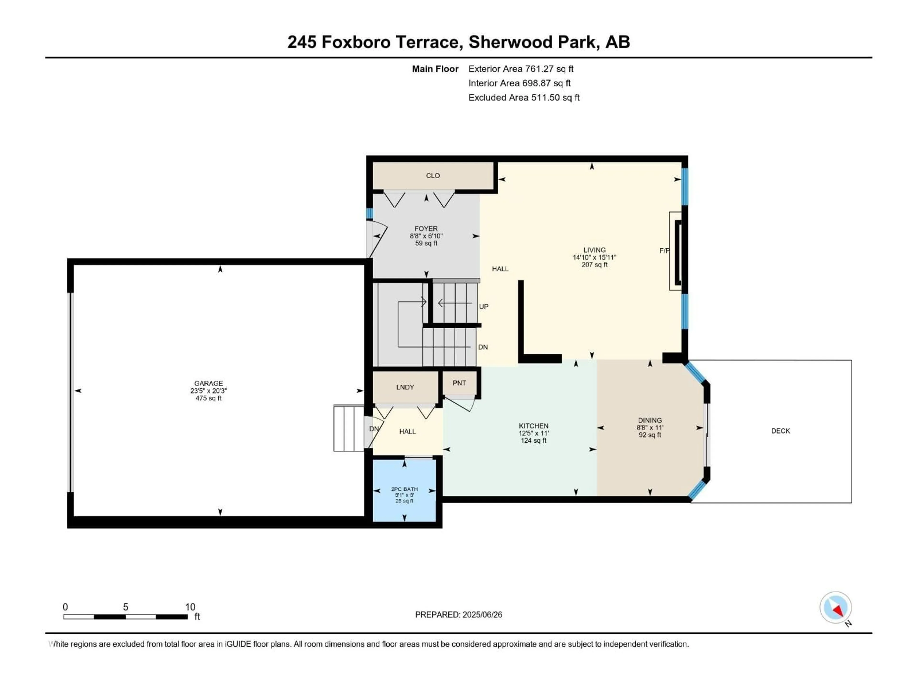 Floor plan for 245 FOXBORO TC, Sherwood Park Alberta T8H6C6