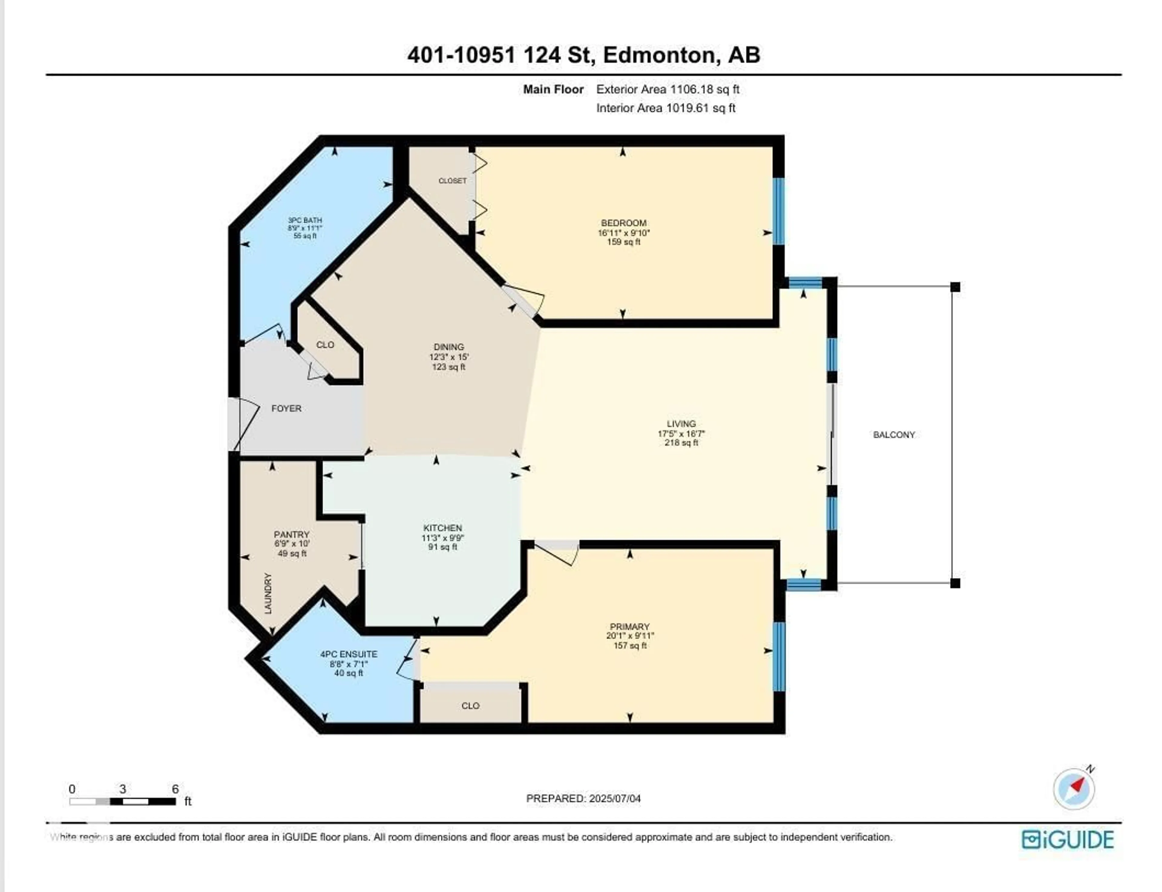 Floor plan for 410 - 10951 124 ST NW, Edmonton Alberta T5M4E1