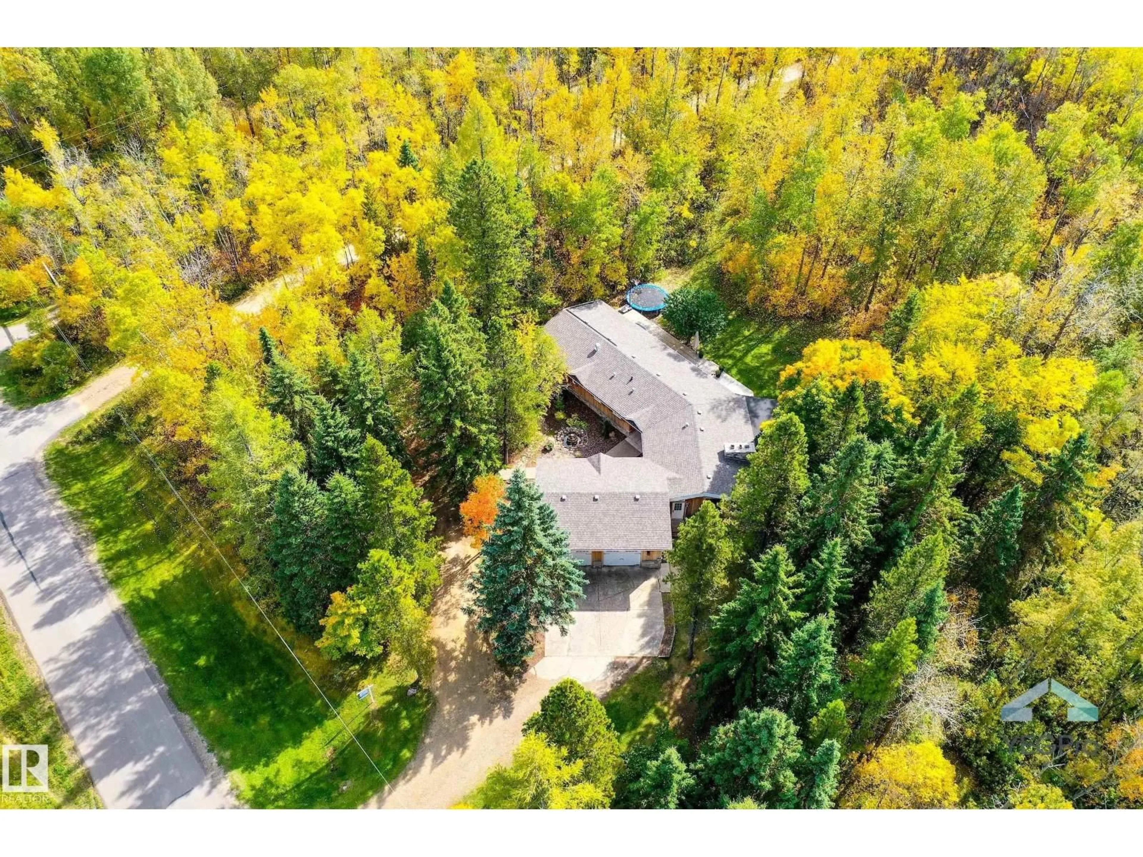 A pic from outside/outdoor area/front of a property/back of a property/a pic from drone, forest/trees view for 70 50450 RGE ROAD 233, Rural Leduc County Alberta T4X0L4