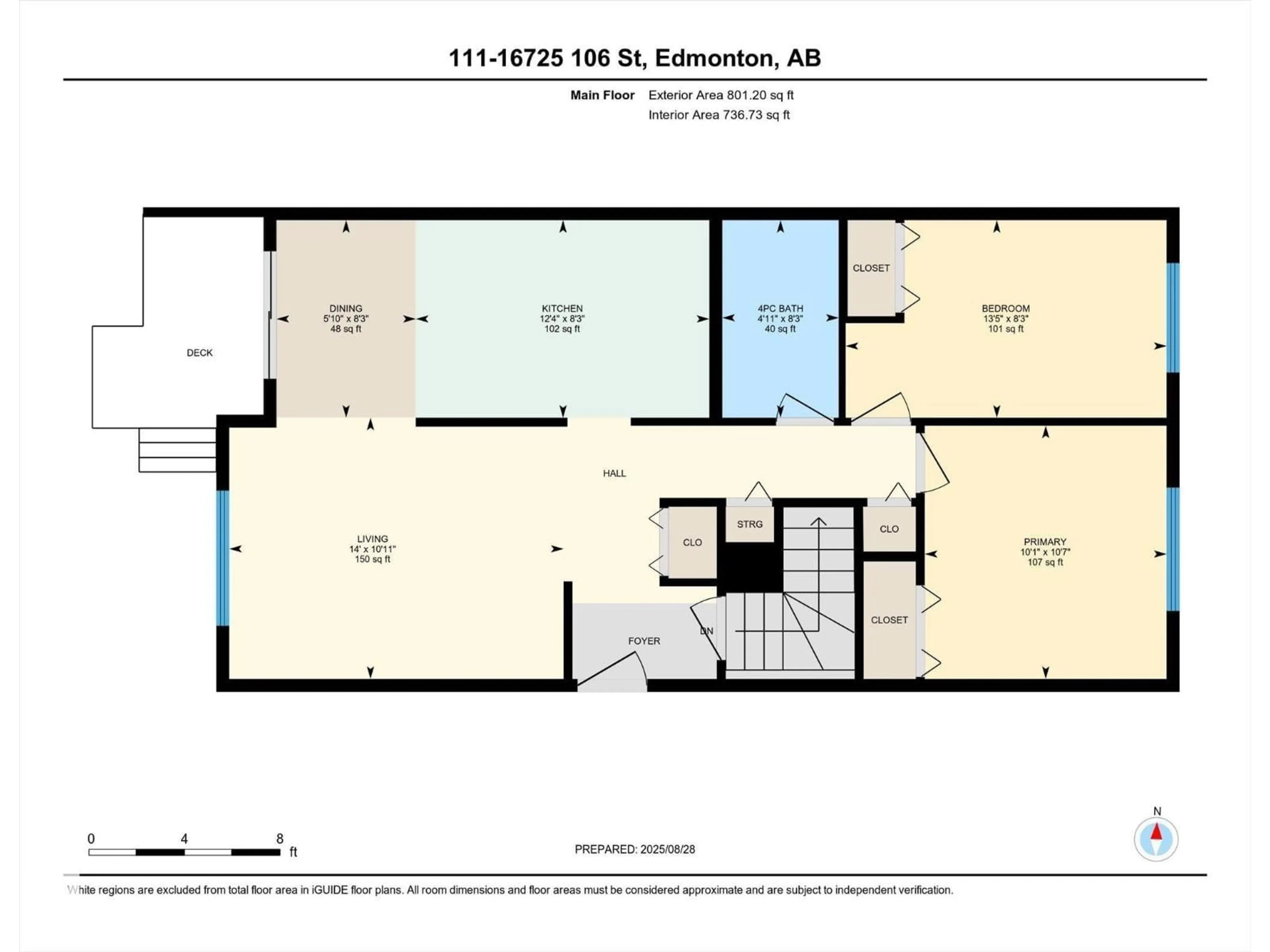 Floor plan for #111 - 16725 106 ST, Edmonton Alberta T5X5G5