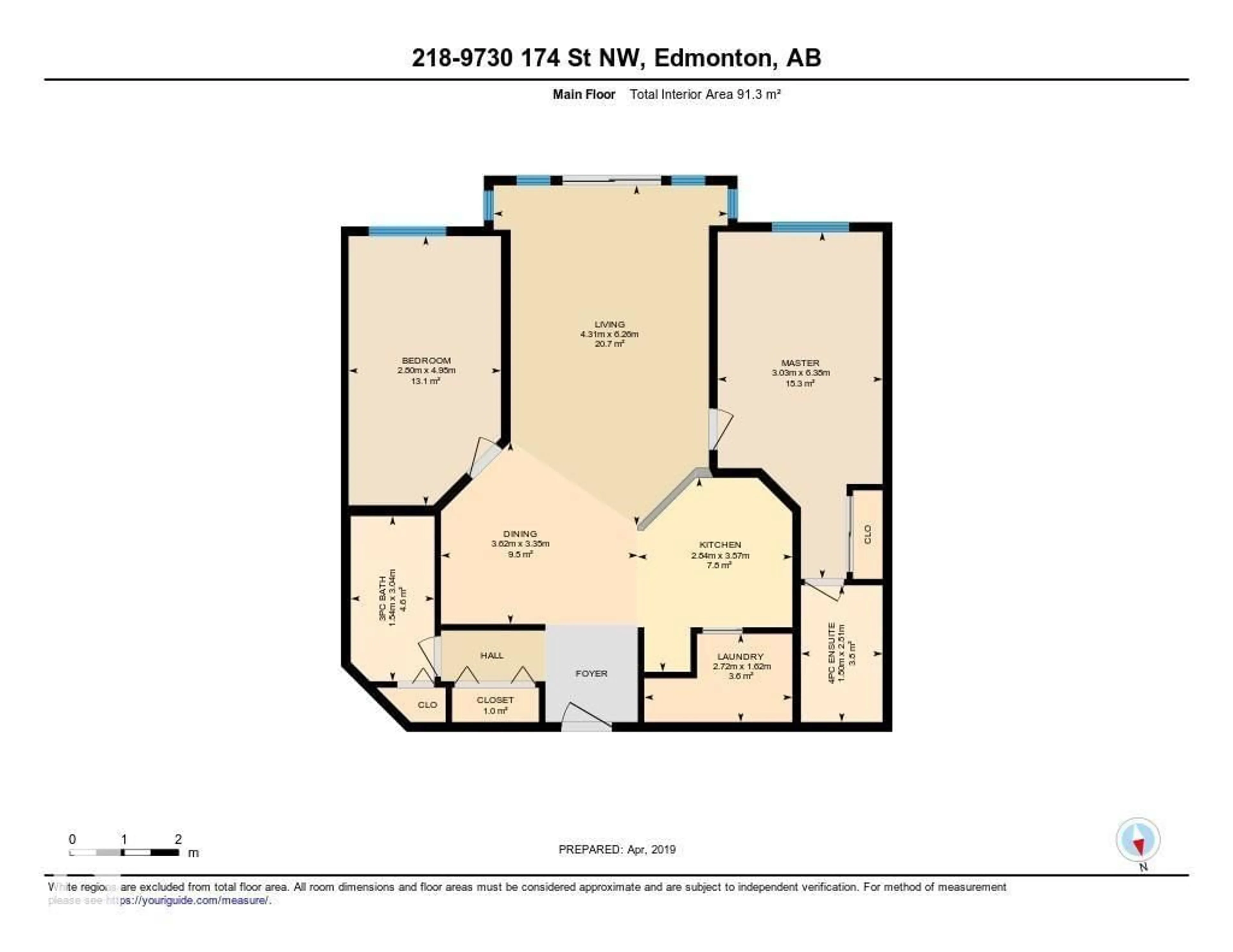 Floor plan for #218 - 9730 174 ST, Edmonton Alberta T5T6J4