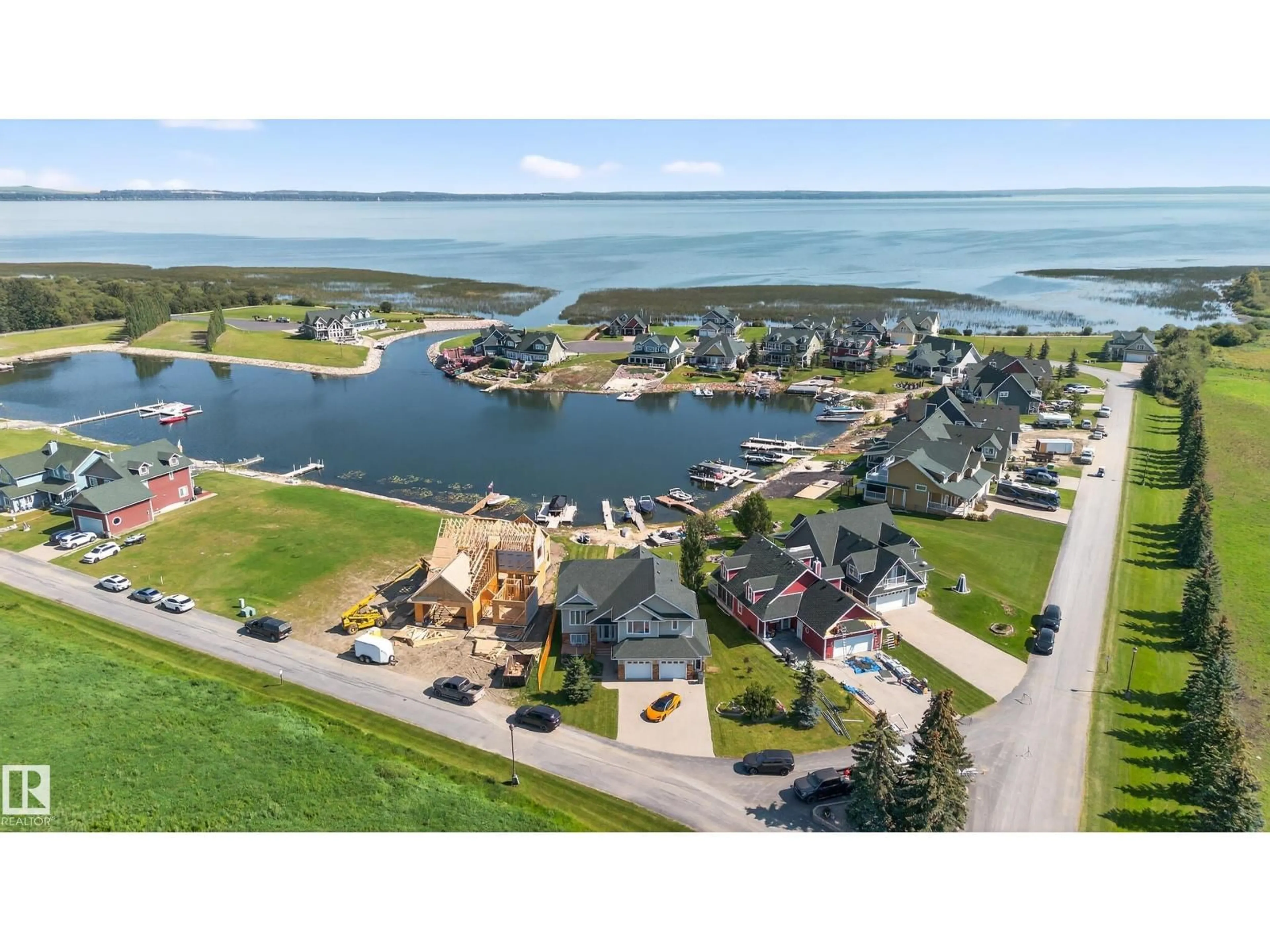 A pic from outside/outdoor area/front of a property/back of a property/a pic from drone, water/lake/river/ocean view for HB - 32 SUNSET, Rural Wetaskiwin County Alberta T0C2V0