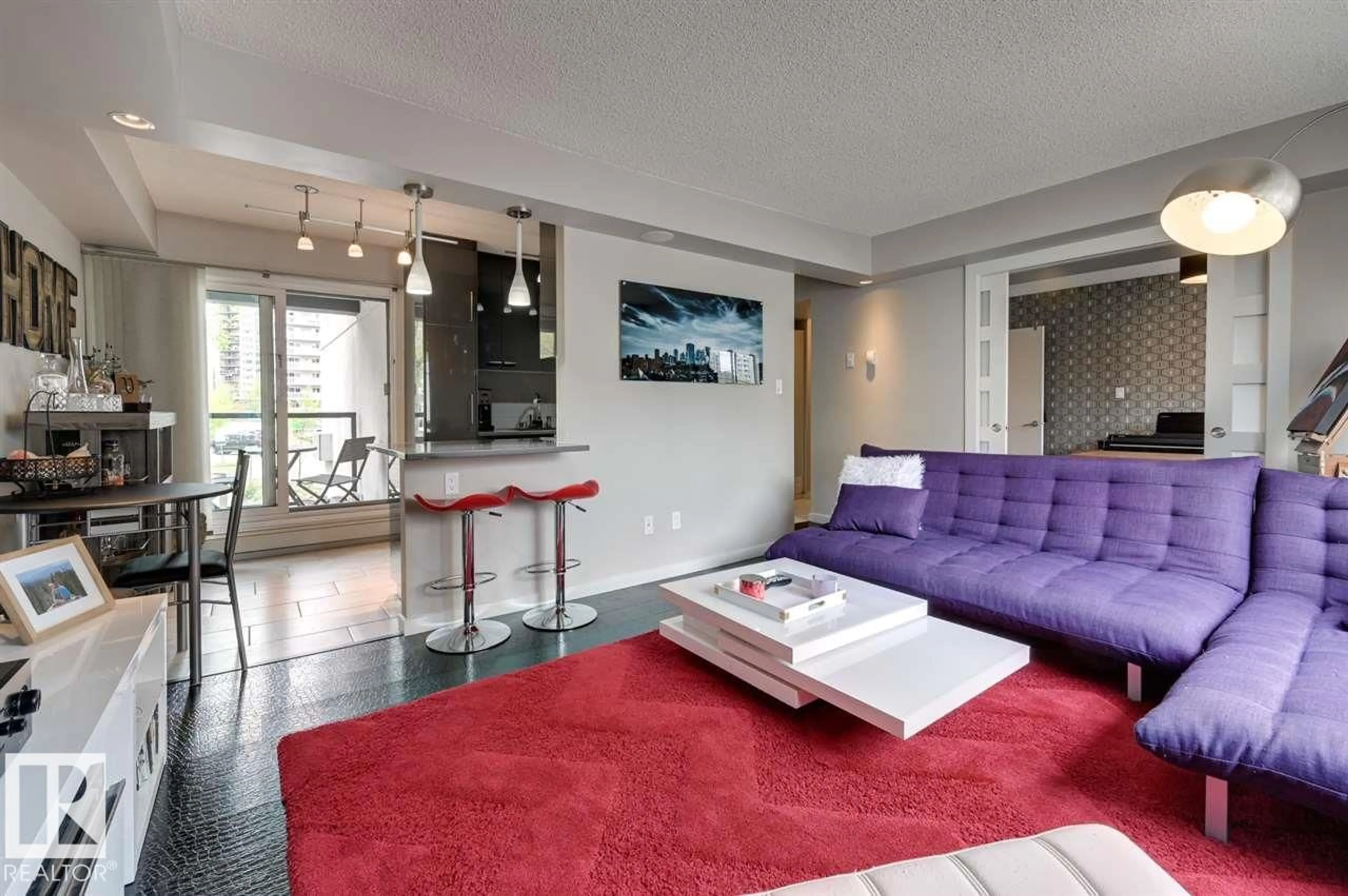 Living room with furniture, unknown for #104 - 10140 115 ST NW, Edmonton Alberta T5K1T5