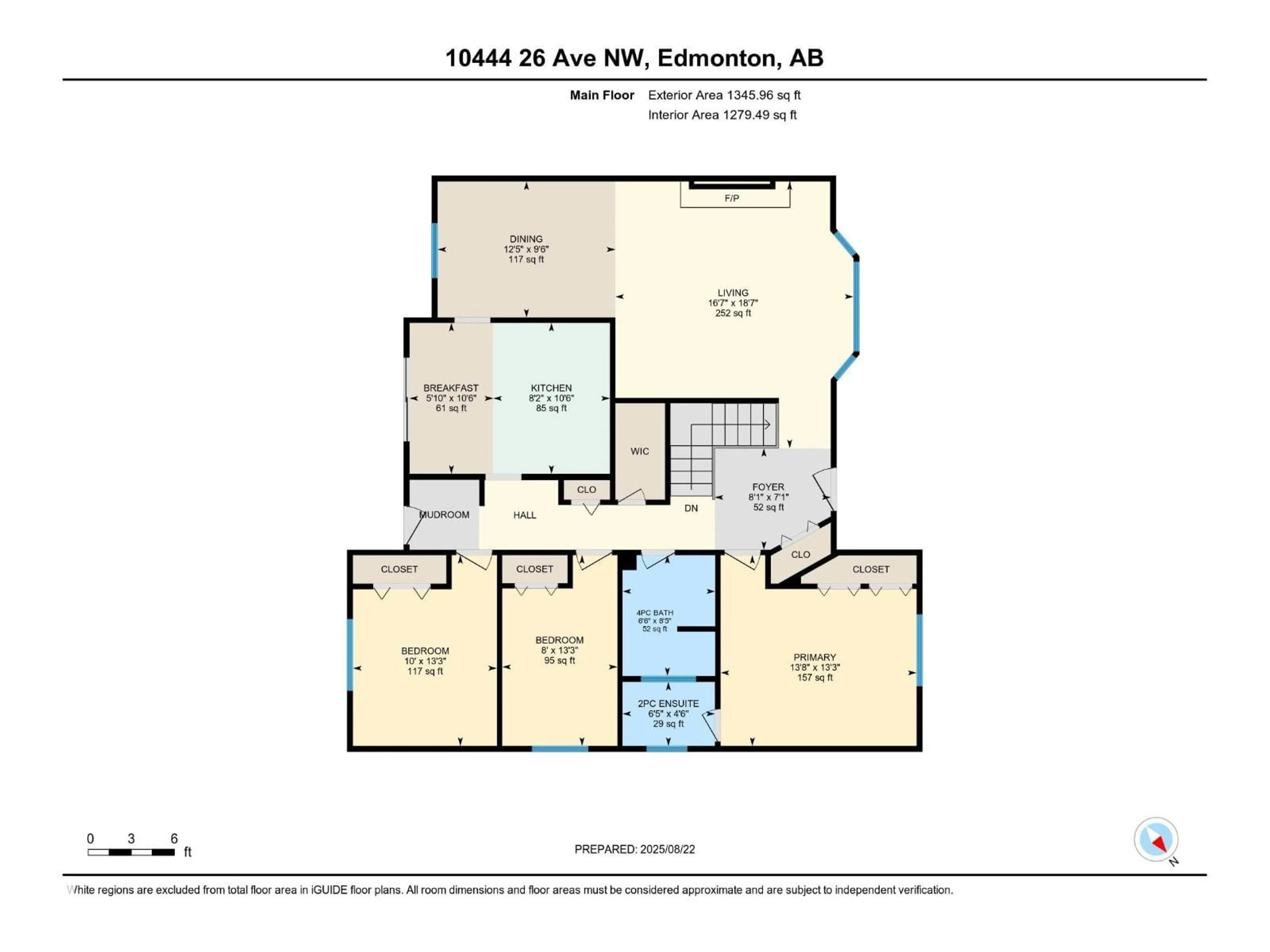 Floor plan for 10444 26 AV, Edmonton Alberta T6J4J9