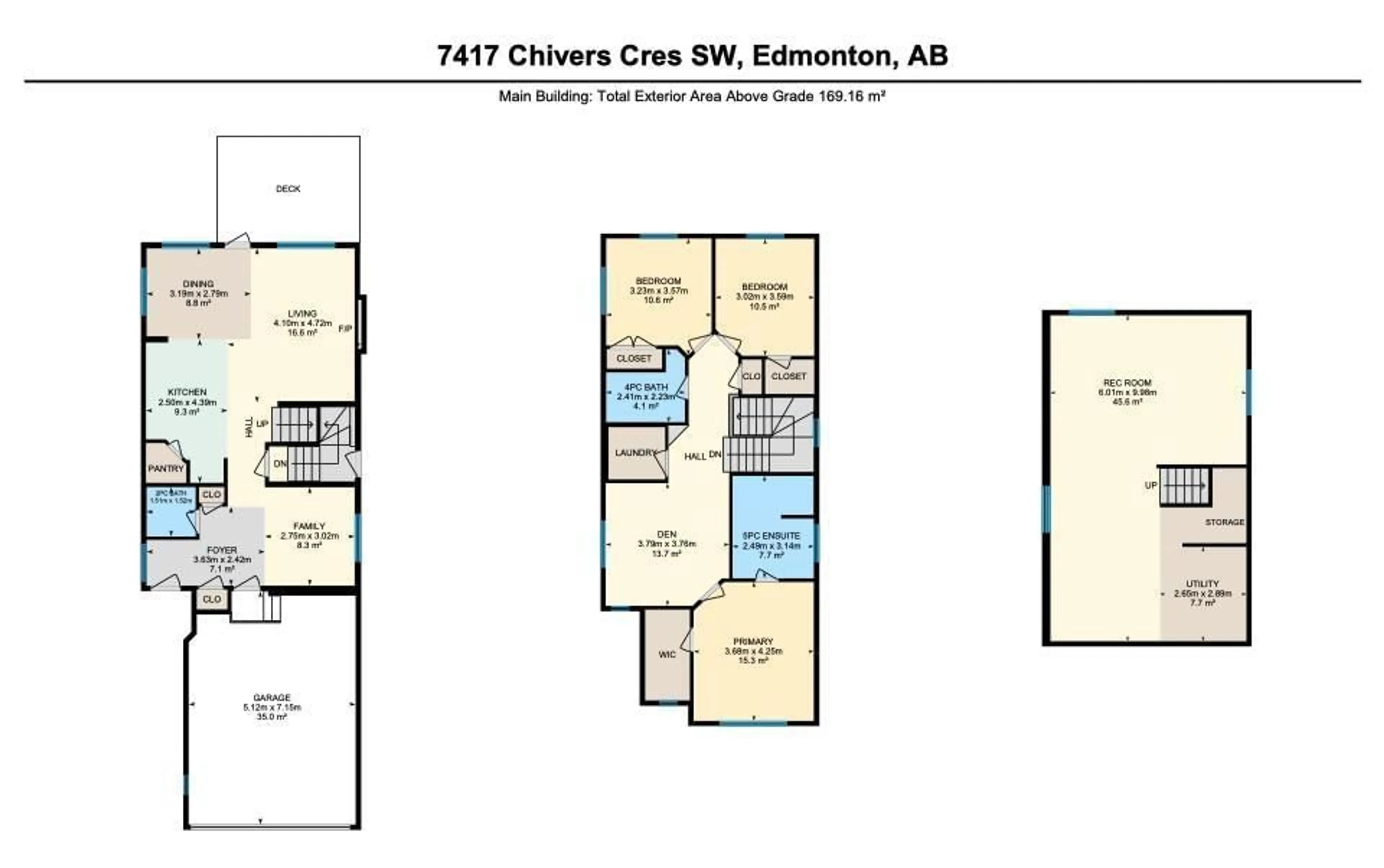 Floor plan for 7417 CHIVERS CR, Edmonton Alberta T6W4M2