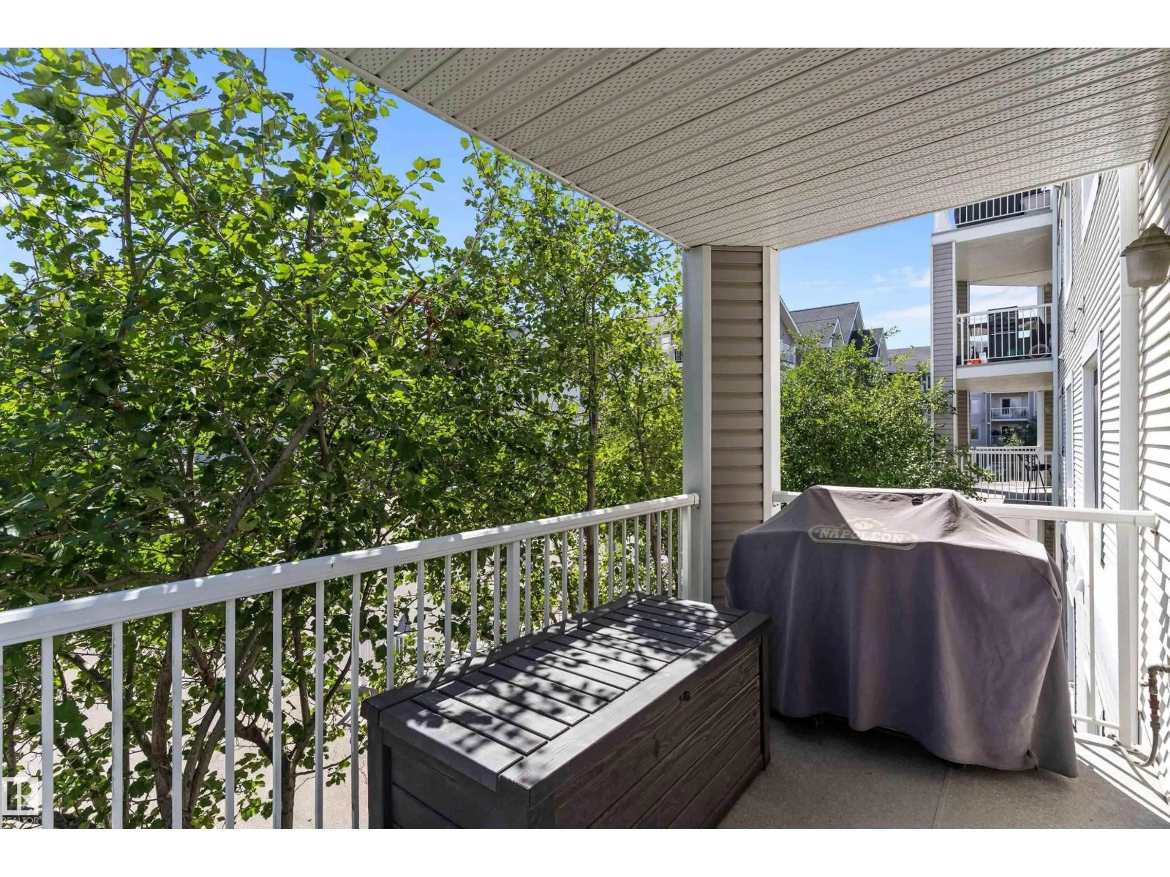 Balcony in the apartment, water/lake/river/ocean view for #219 - 4407 23 ST, Edmonton Alberta T6T0B6