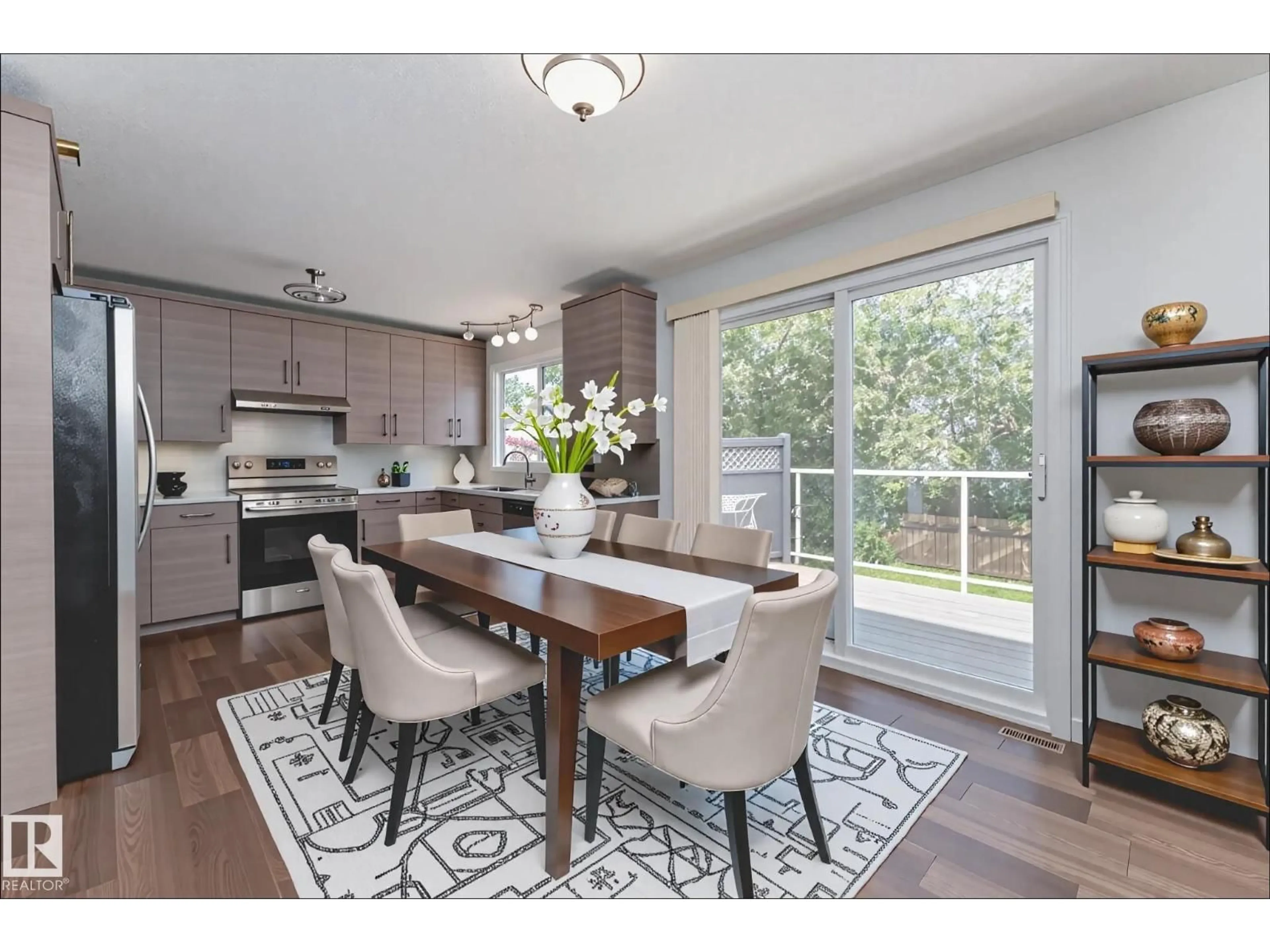 Open concept kitchen, wood/laminate floor for NW - 1113 LAKEWOOD N, Edmonton Alberta T6K3A9