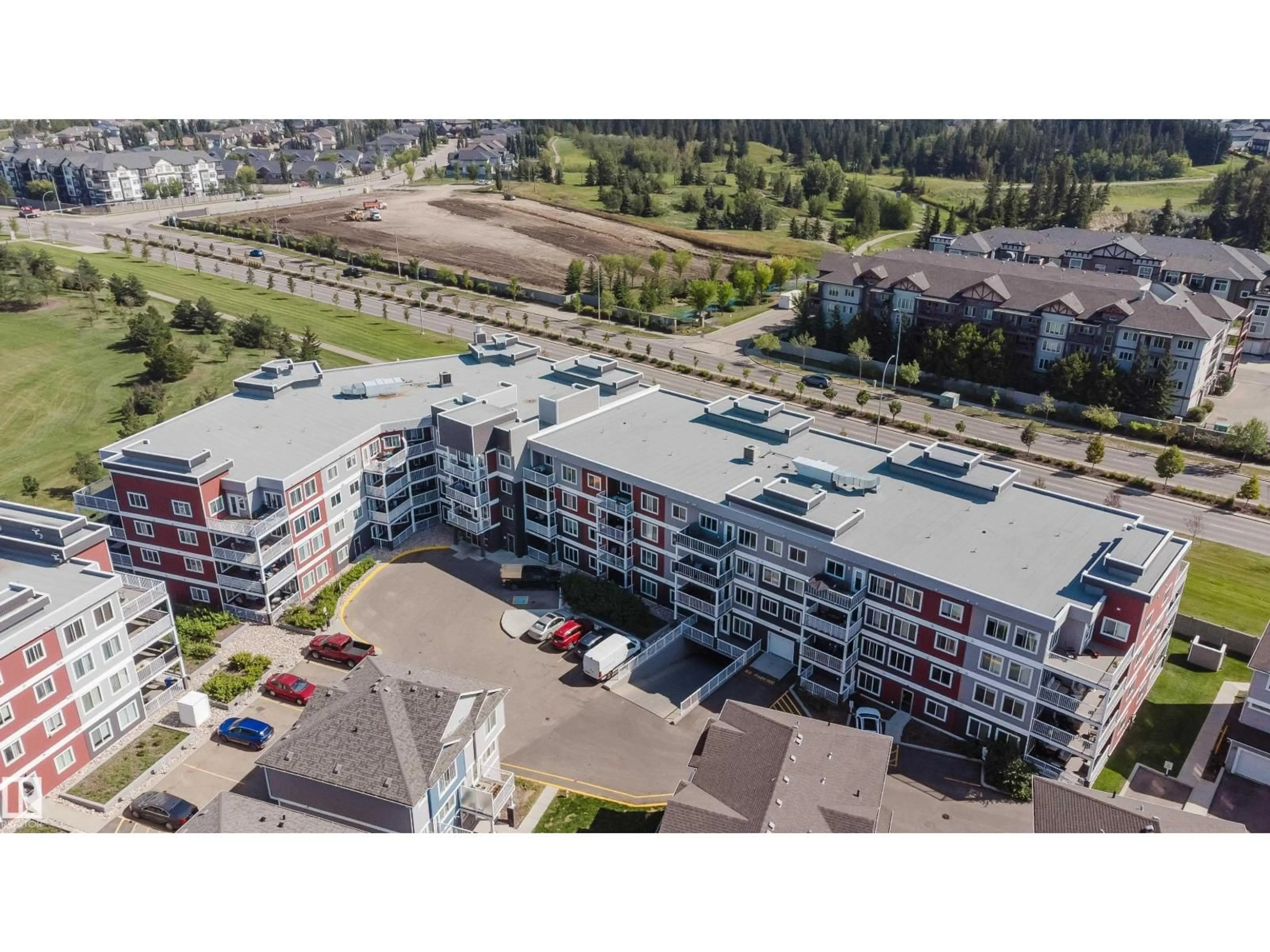 A pic from outside/outdoor area/front of a property/back of a property/a pic from drone, city buildings view from balcony for #152 - 1818 RUTHERFORD RD, Edmonton Alberta T6W2K6