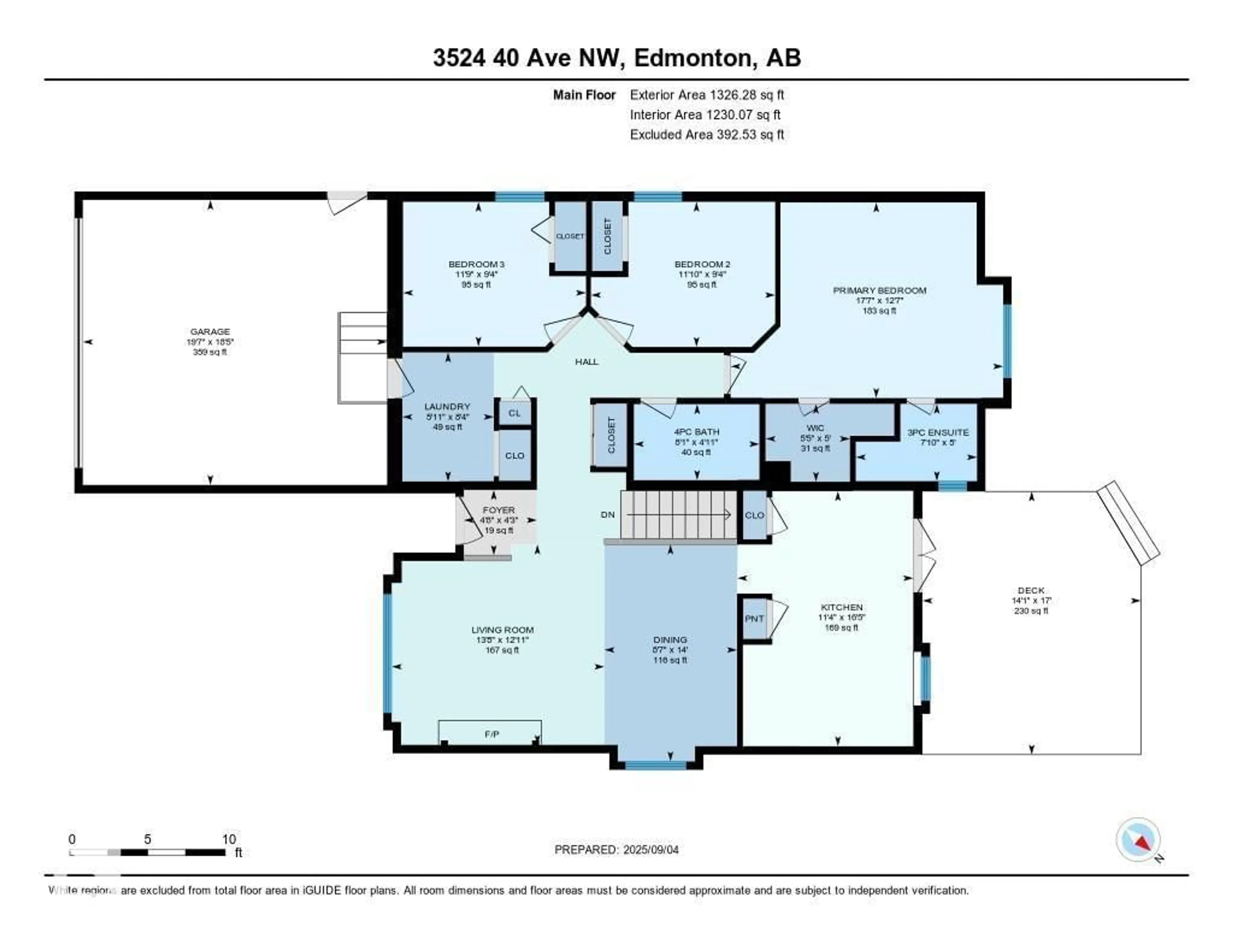 Floor plan for 3524 40 AV, Edmonton Alberta T6L6M8