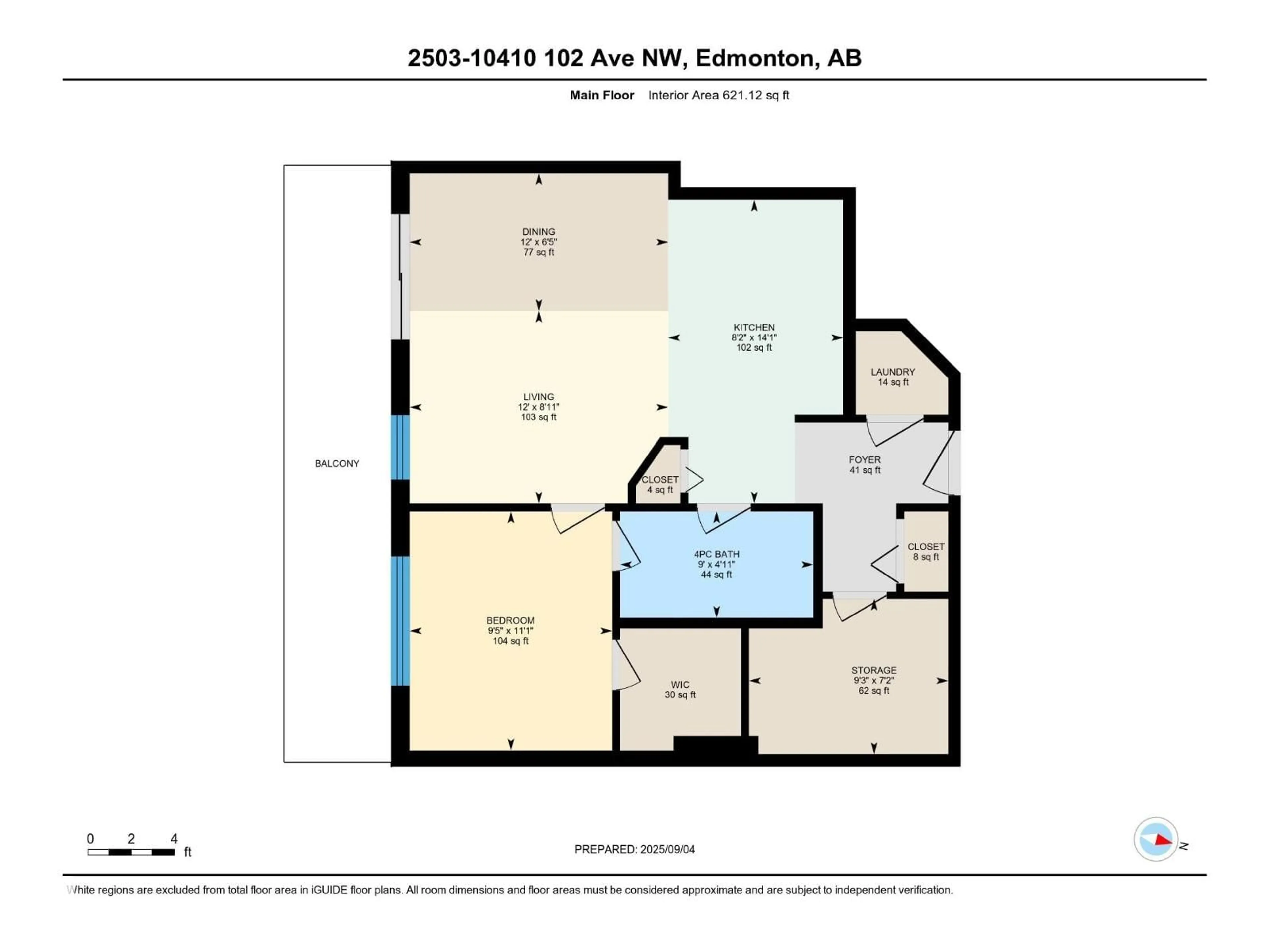 Floor plan for 2503 10410 102 AV NW, Edmonton Alberta T5J0E9
