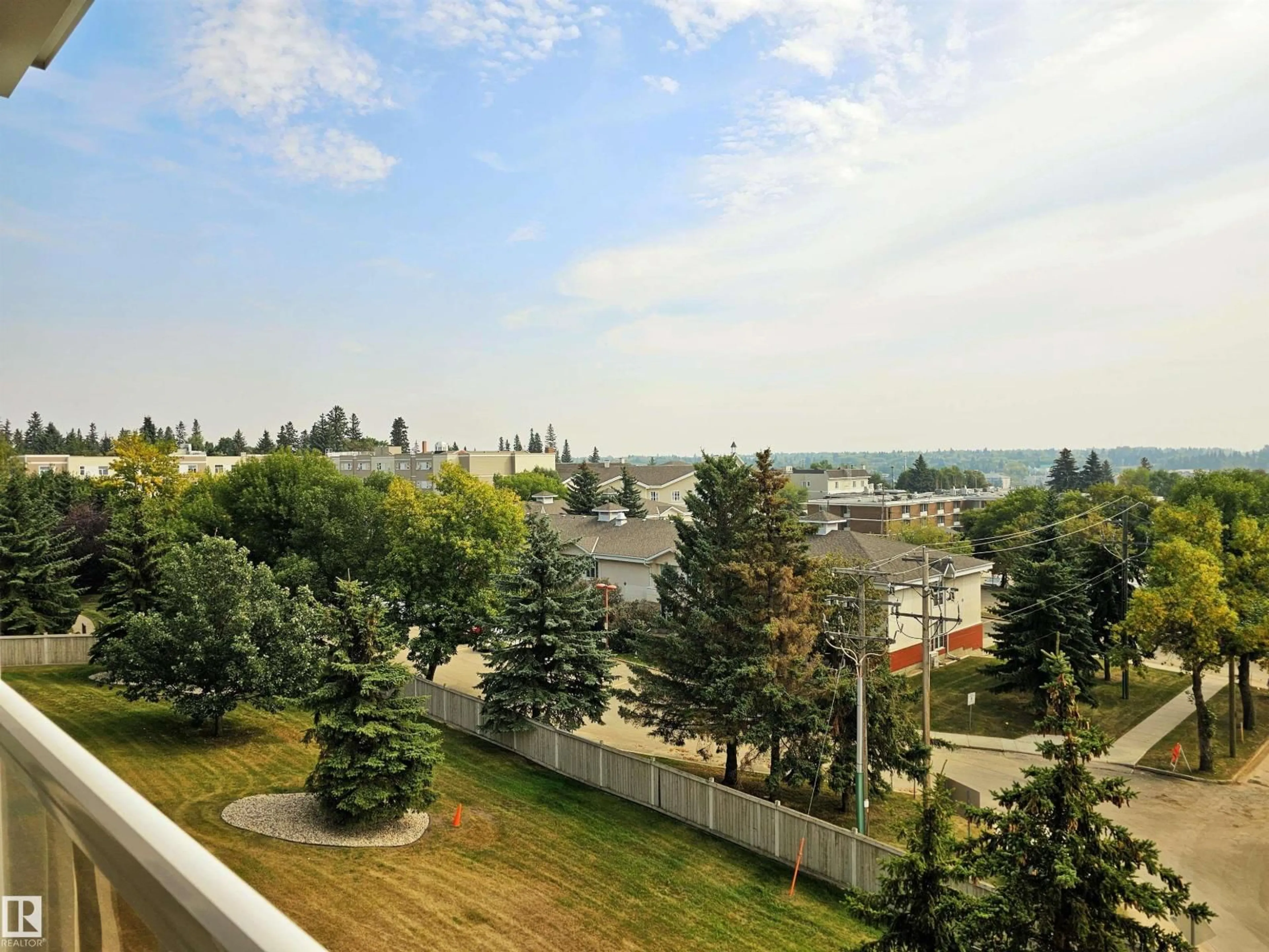 Patio, city buildings view from balcony for 78A - 429 MCKENNEY AV, St. Albert Alberta T8N7E6