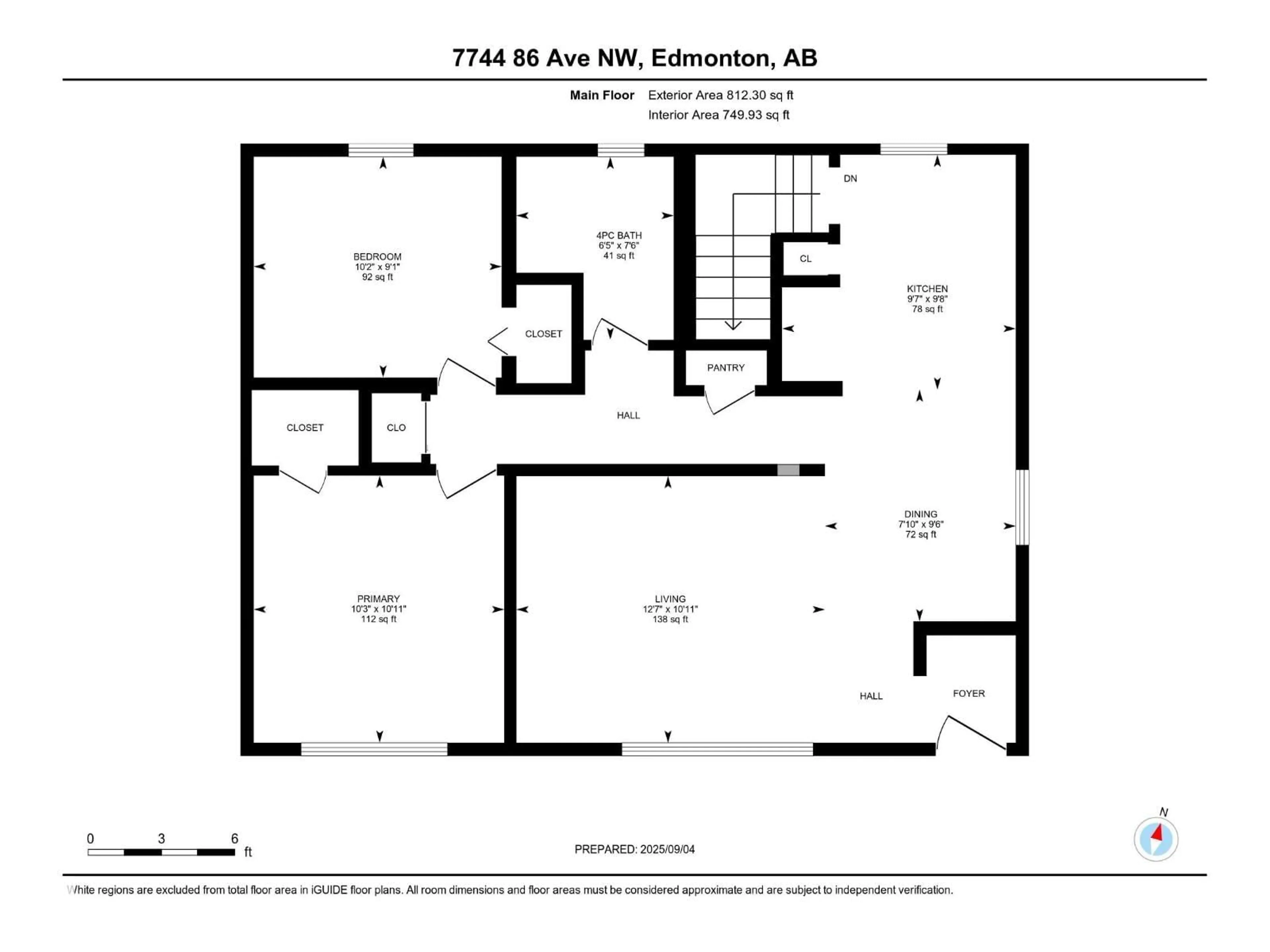 Floor plan for 7744 86 AV, Edmonton Alberta T6C1H8