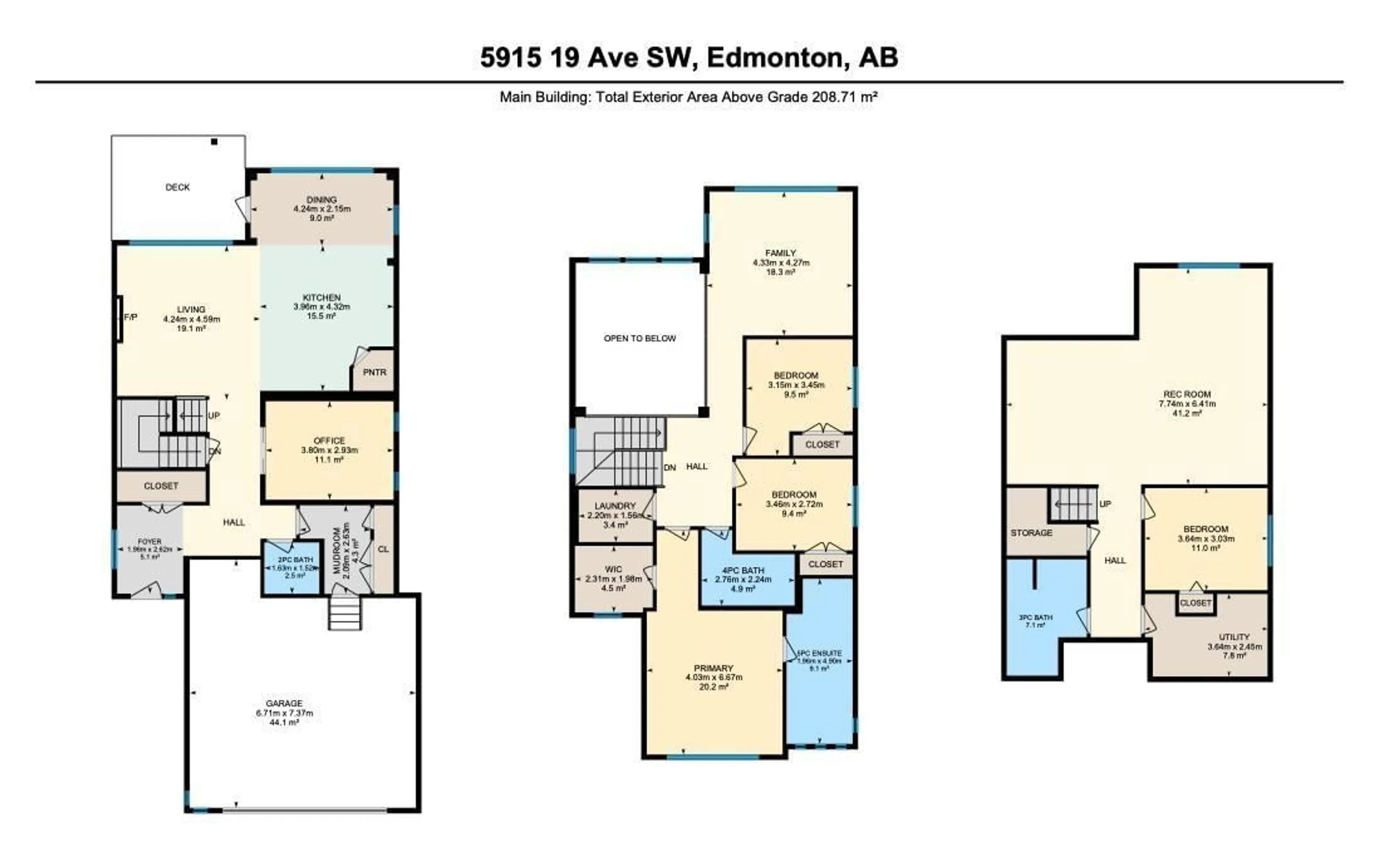 Floor plan for 5915 19 AV, Edmonton Alberta T6X2A2