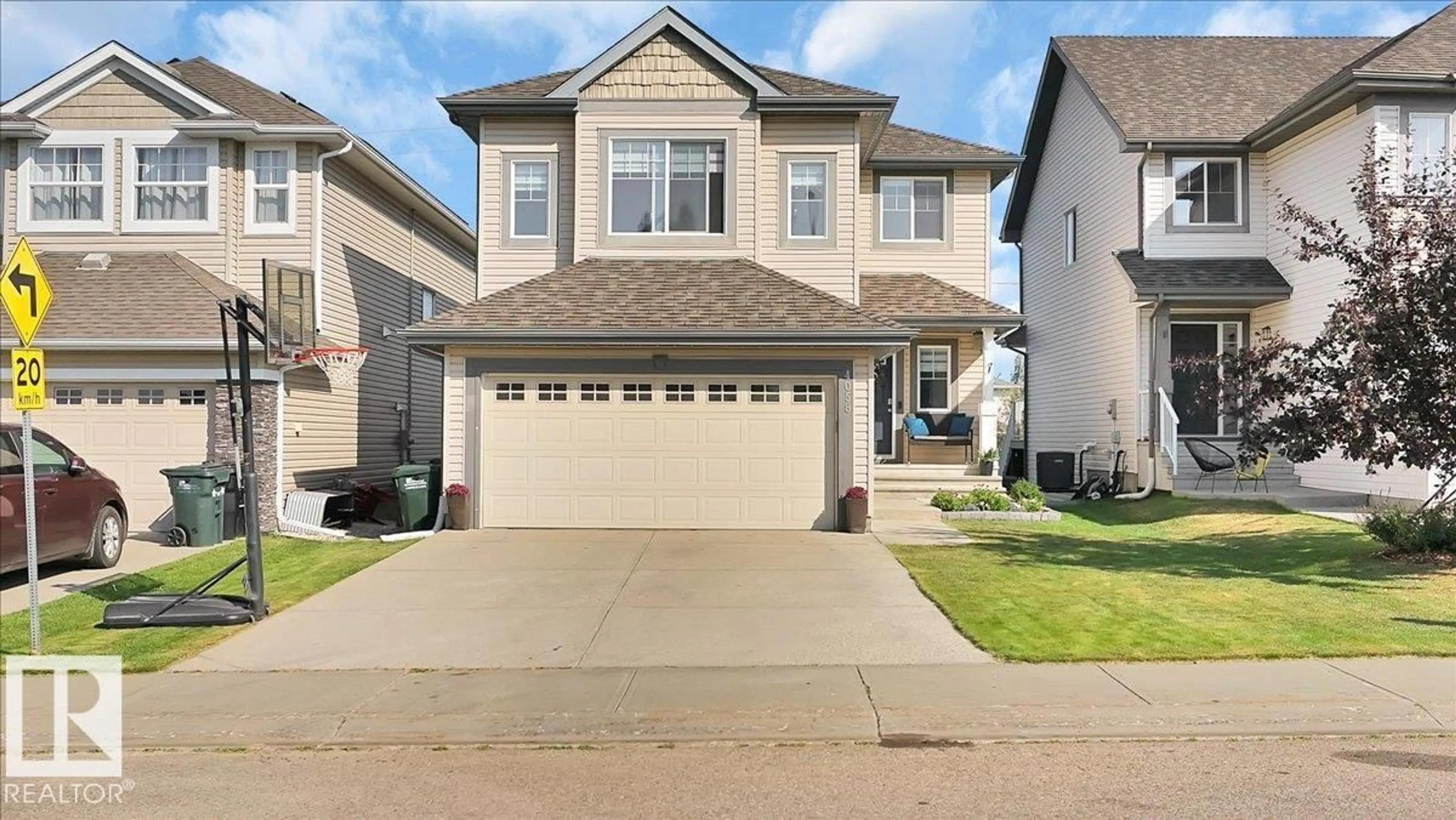 Home with vinyl exterior material, street for 4058 CROWSNEST CR, Sherwood Park Alberta T8H0G9
