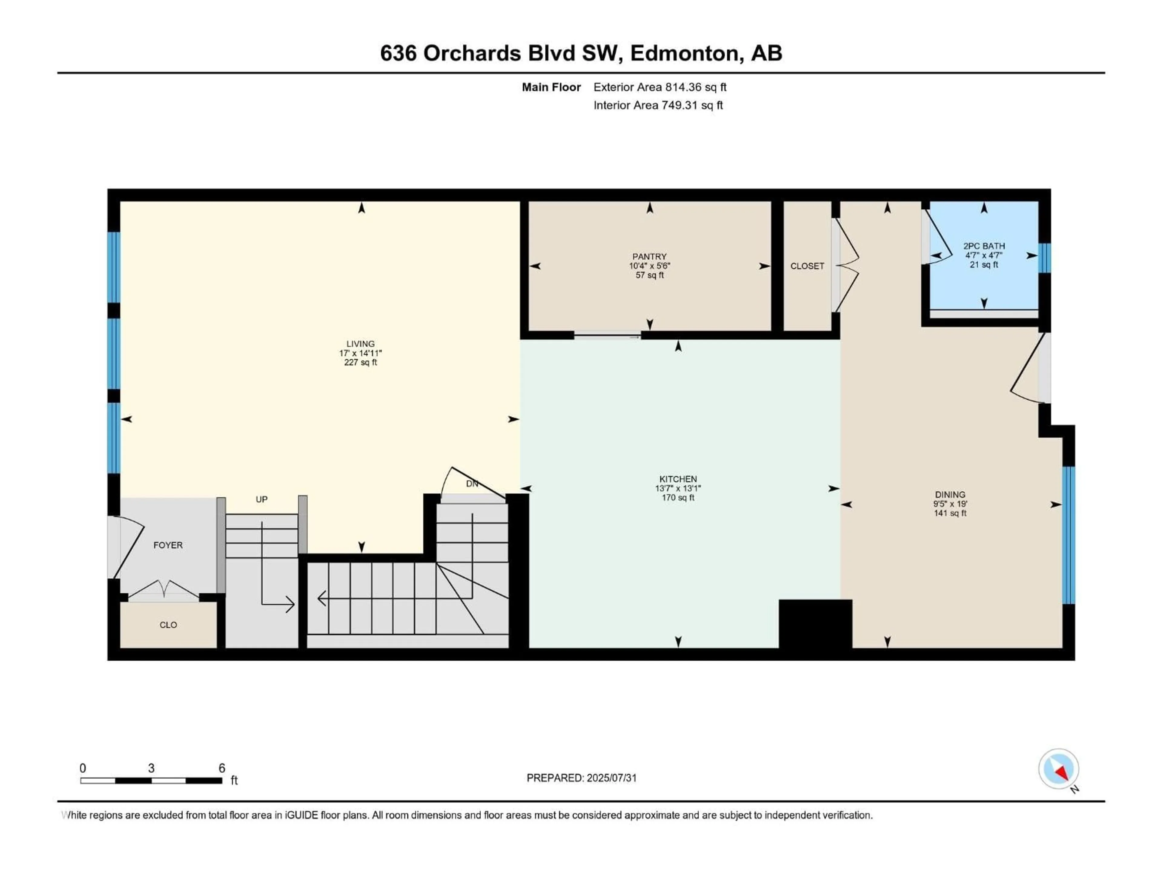 Floor plan for 636 ORCHARDS BV, Edmonton Alberta T6X2L4