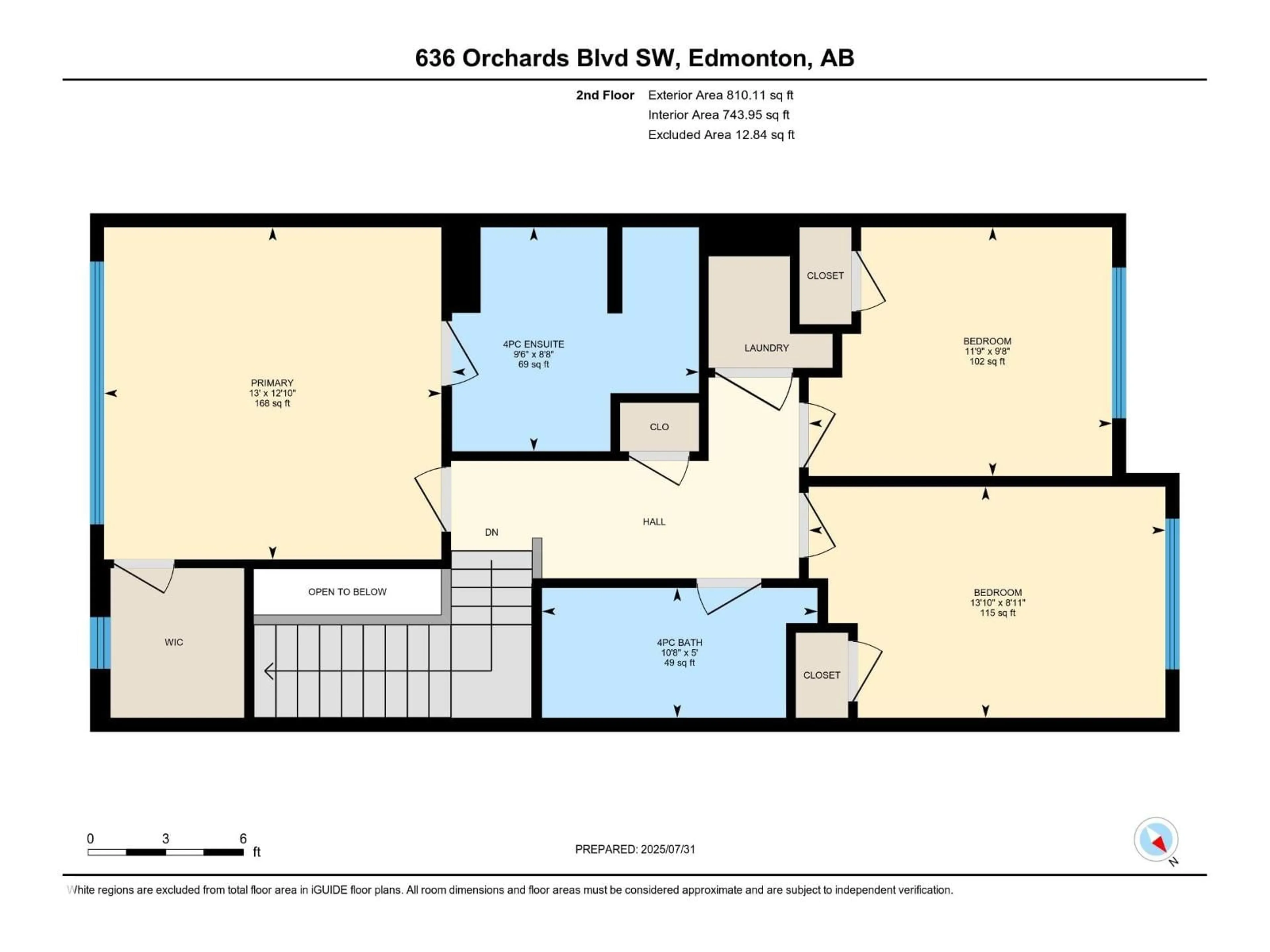 Floor plan for 636 ORCHARDS BV, Edmonton Alberta T6X2L4