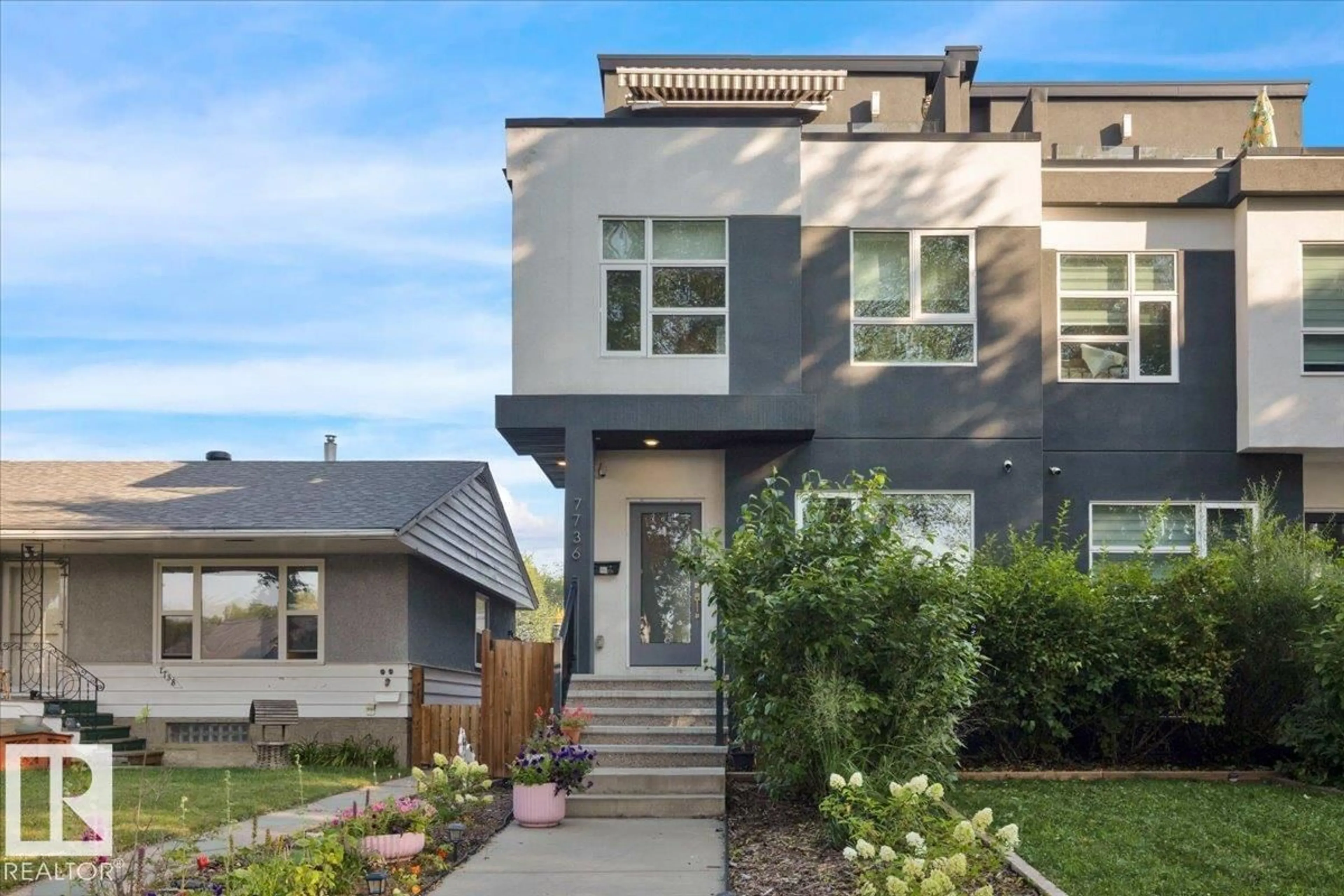 Home with brick exterior material, street for 7736 80 AV, Edmonton Alberta T6C0S4