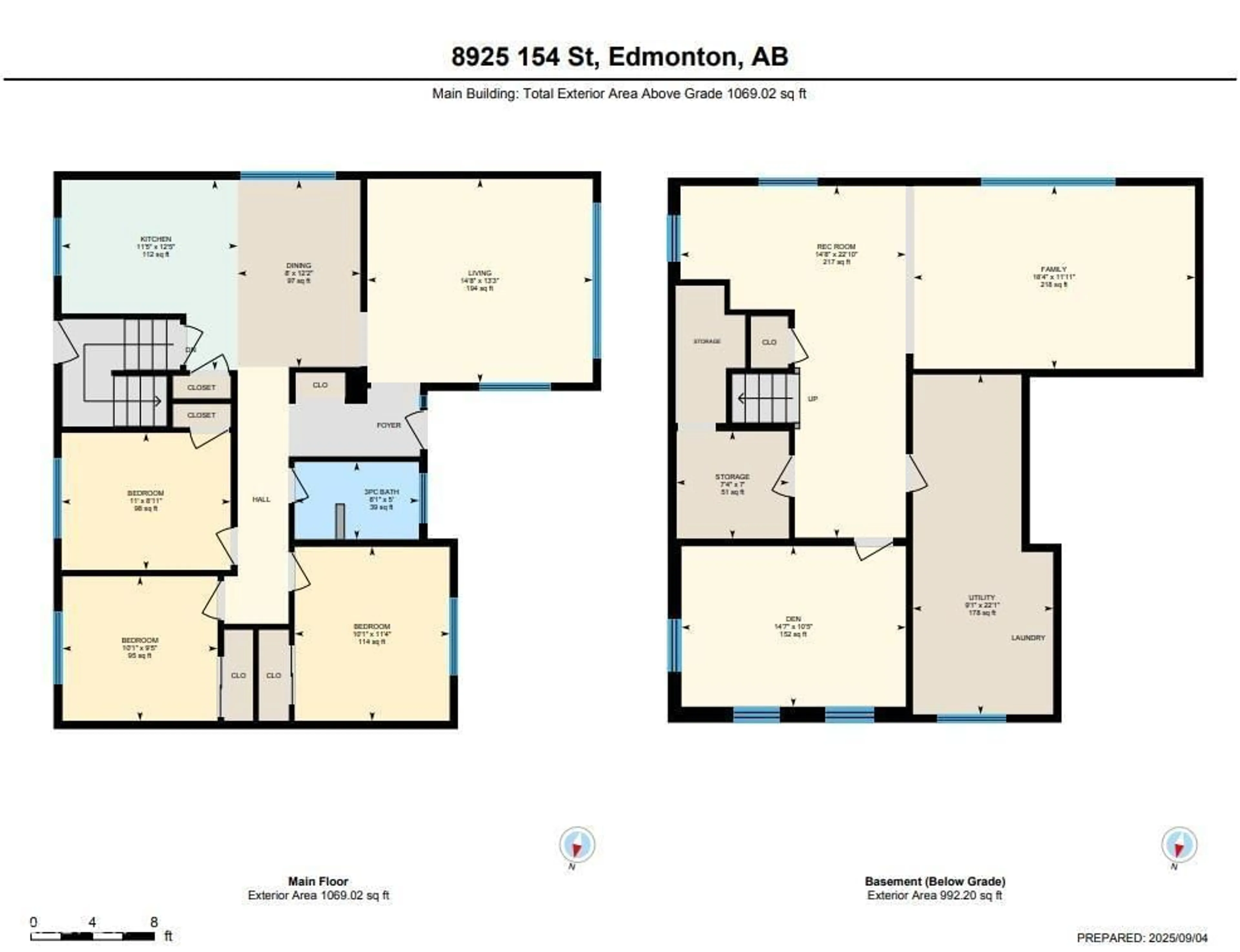 Floor plan for 8925 154 ST, Edmonton Alberta T5R1S9