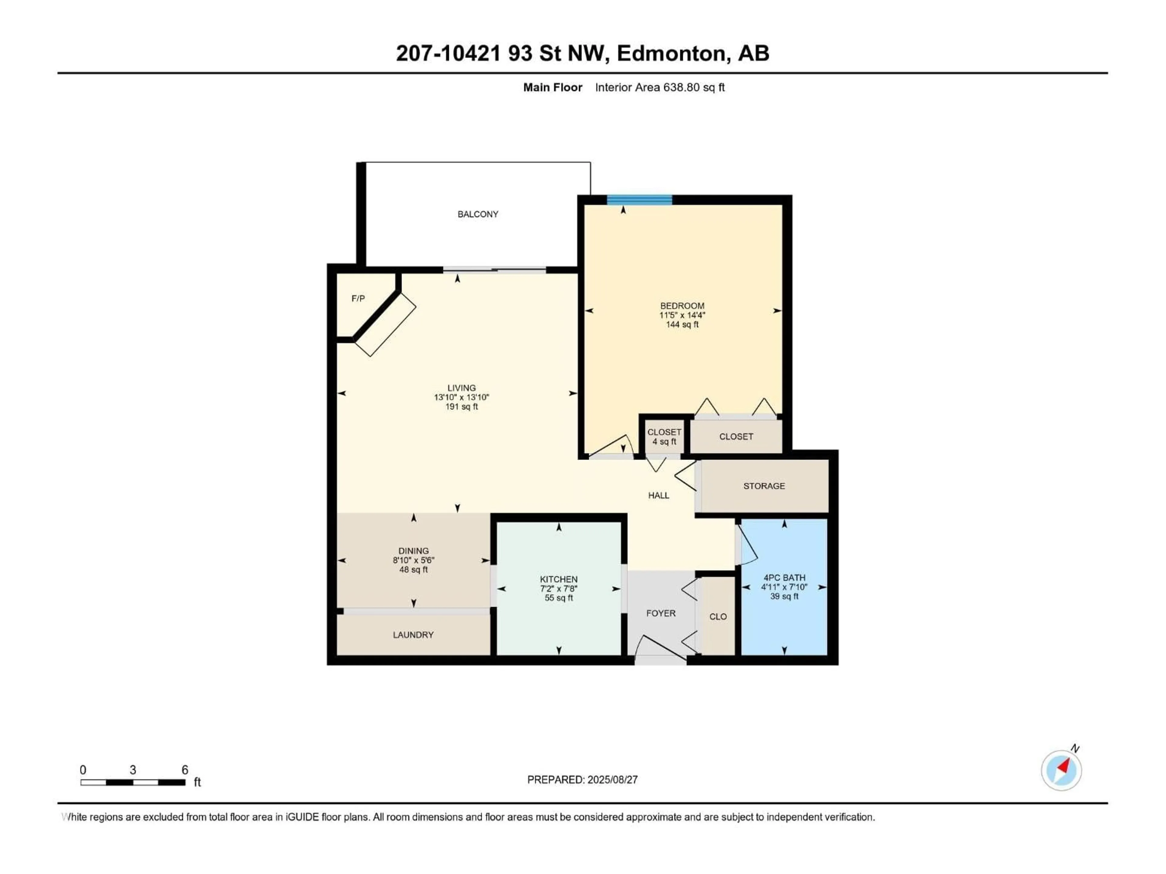 Floor plan for 207 - 10421 93 ST, Edmonton Alberta T5H1X5
