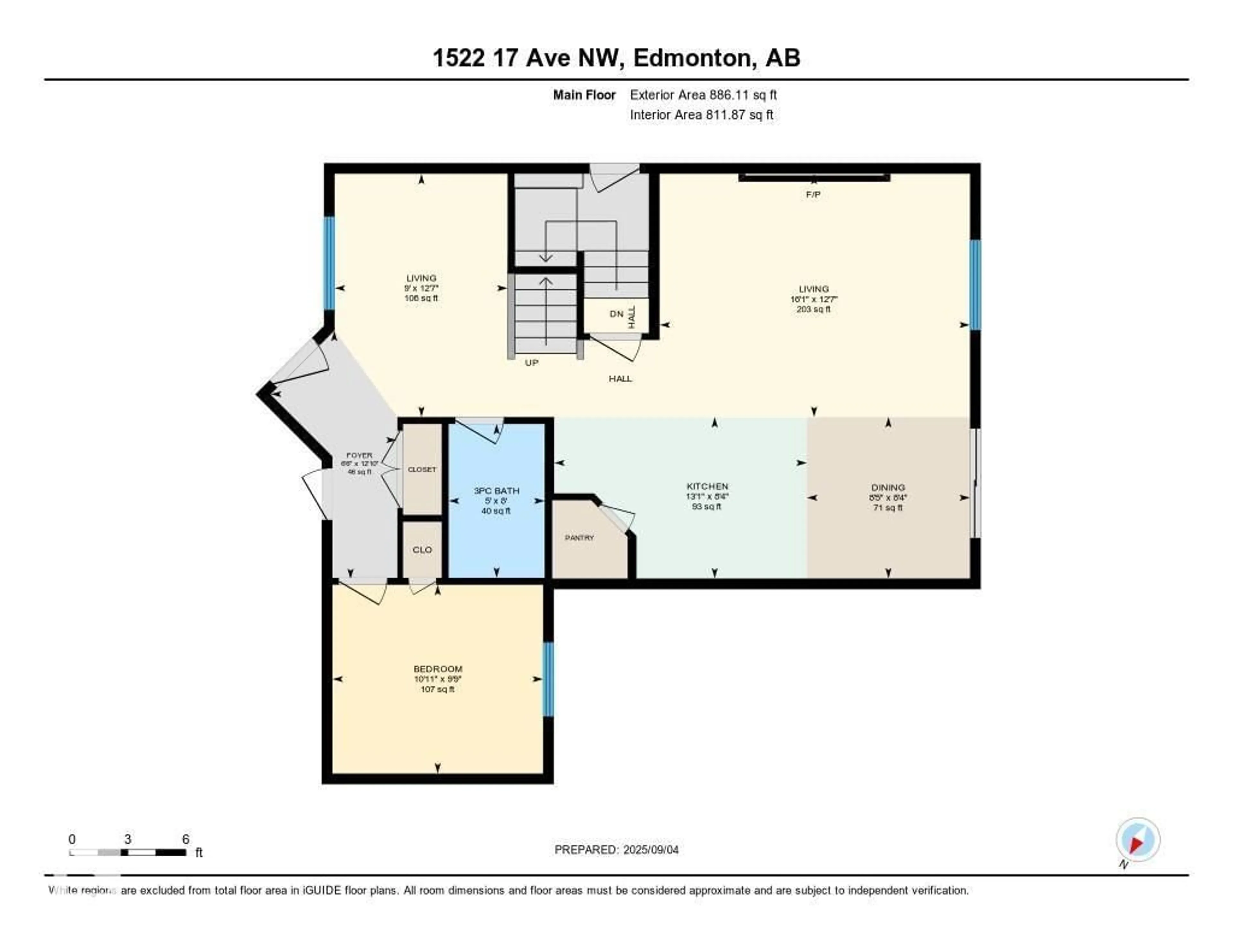 Floor plan for 1522 17 AV, Edmonton Alberta T6T2R9