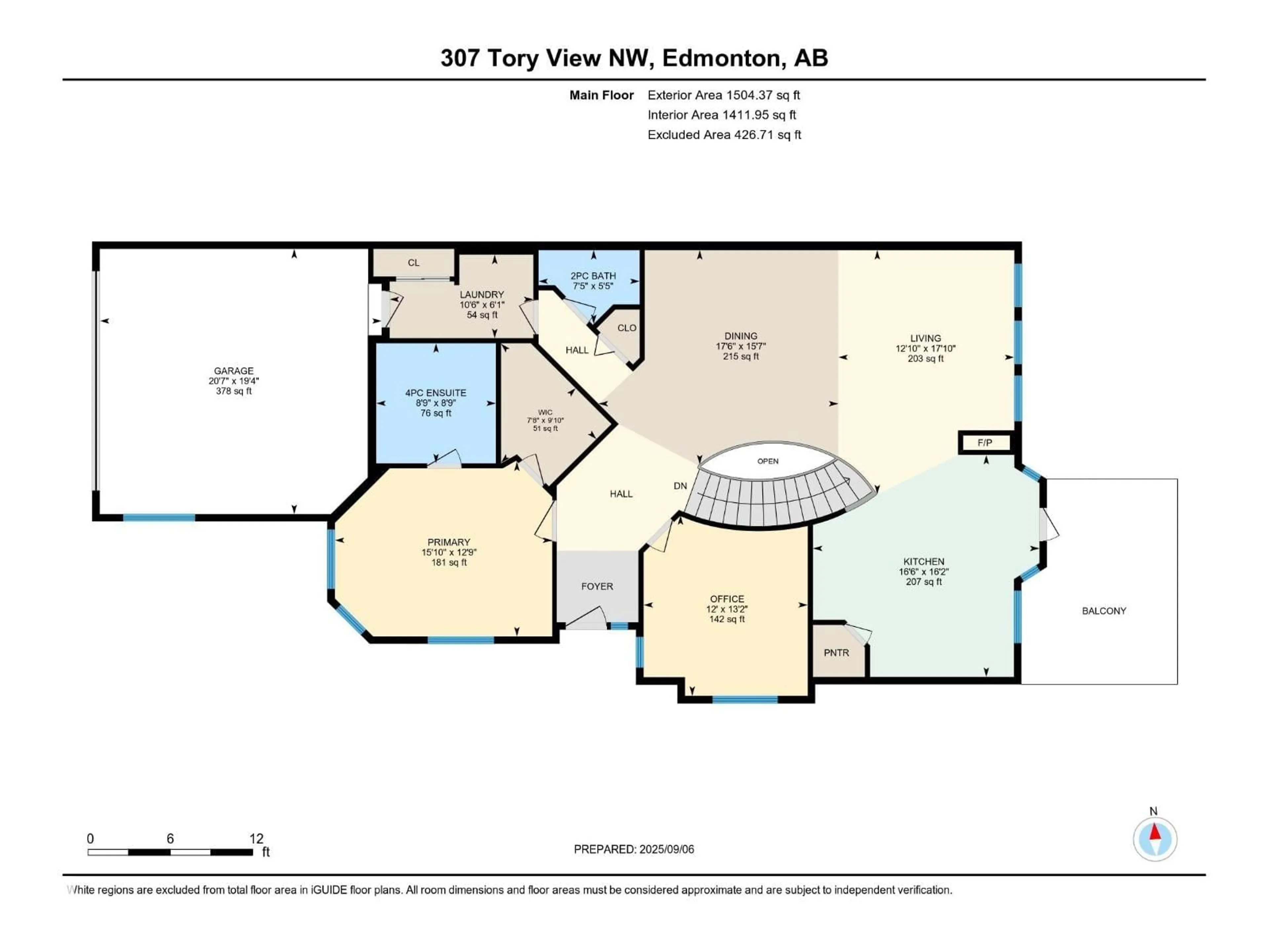 Floor plan for 307 TORY VW, Edmonton Alberta T6R3A7