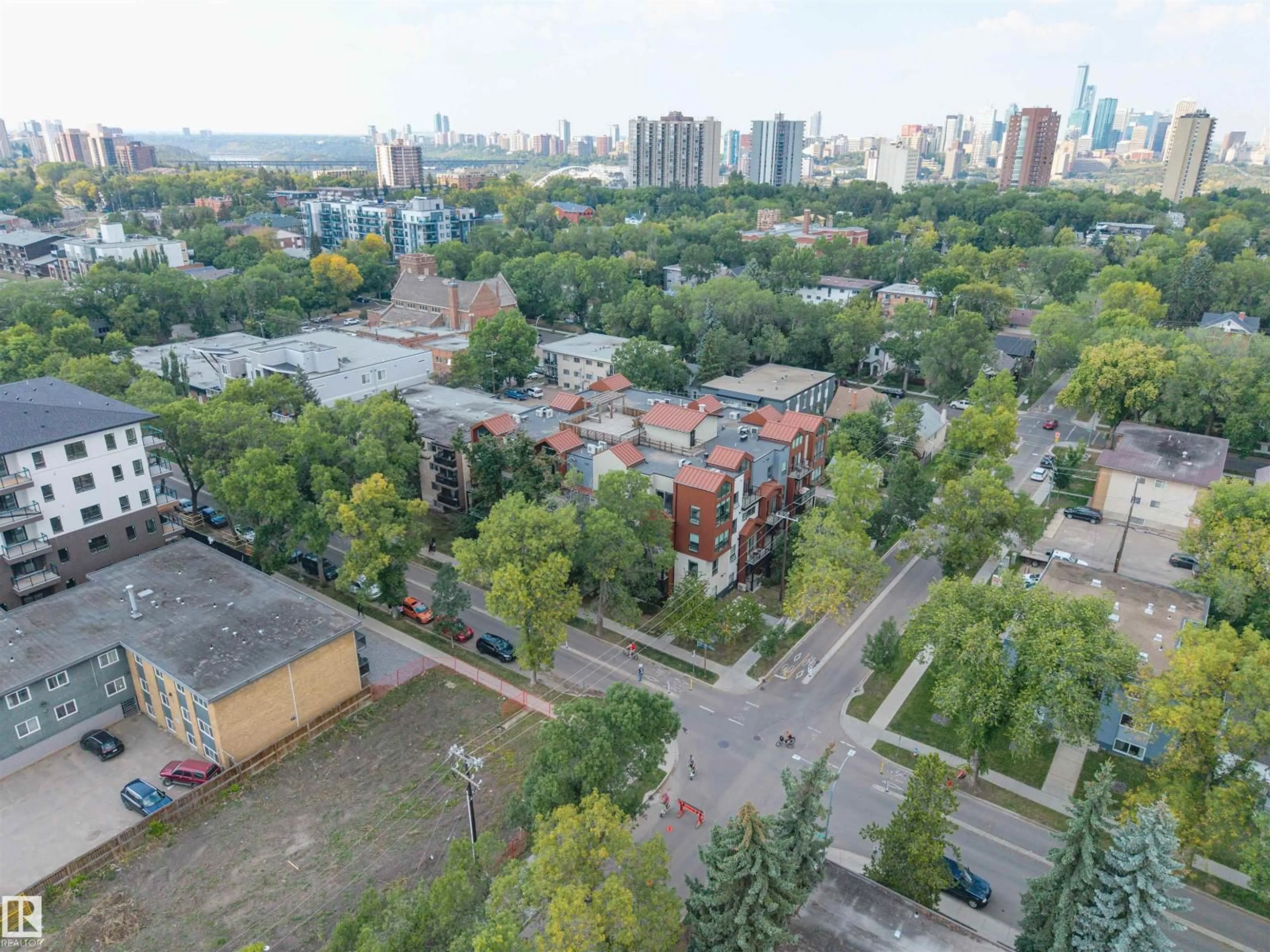 A pic from outside/outdoor area/front of a property/back of a property/a pic from drone, city buildings view from balcony for #204 - 10006 83 AV, Edmonton Alberta T6E2C2