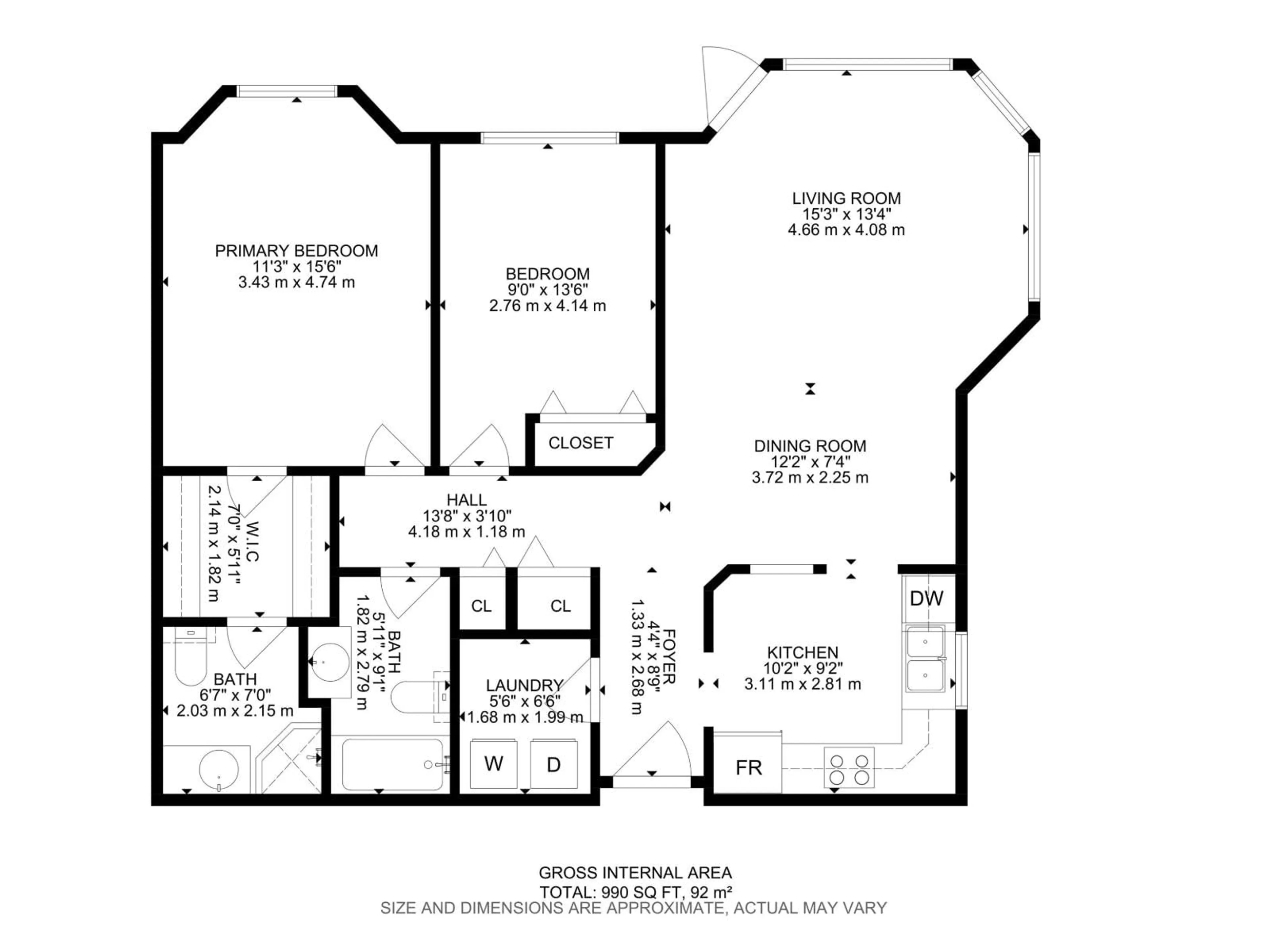 Floor plan for 205 13450 114 AV NW, Edmonton Alberta T5M4C4