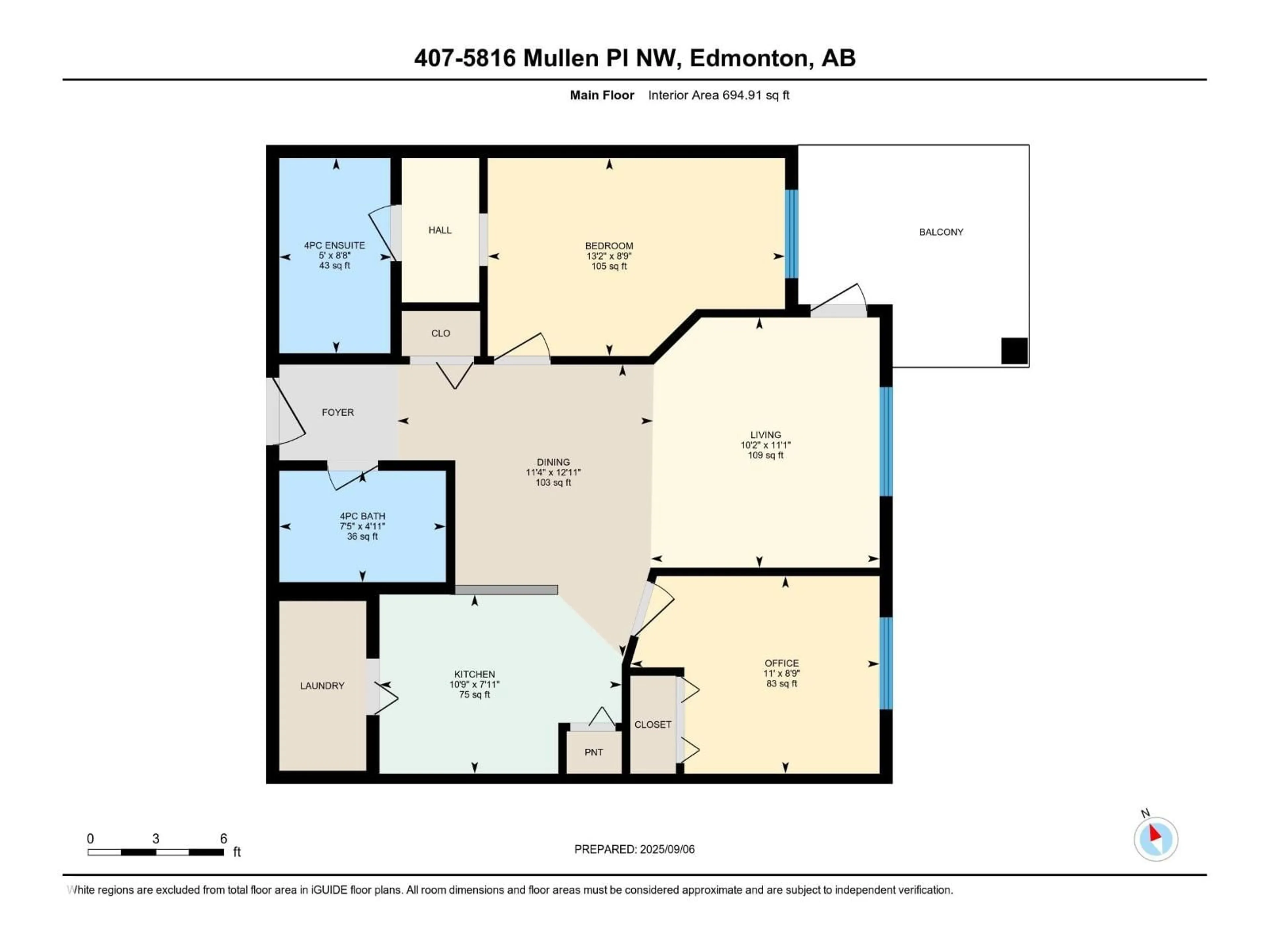 Floor plan for 407 - 5816 MULLEN PL, Edmonton Alberta T6R0W3