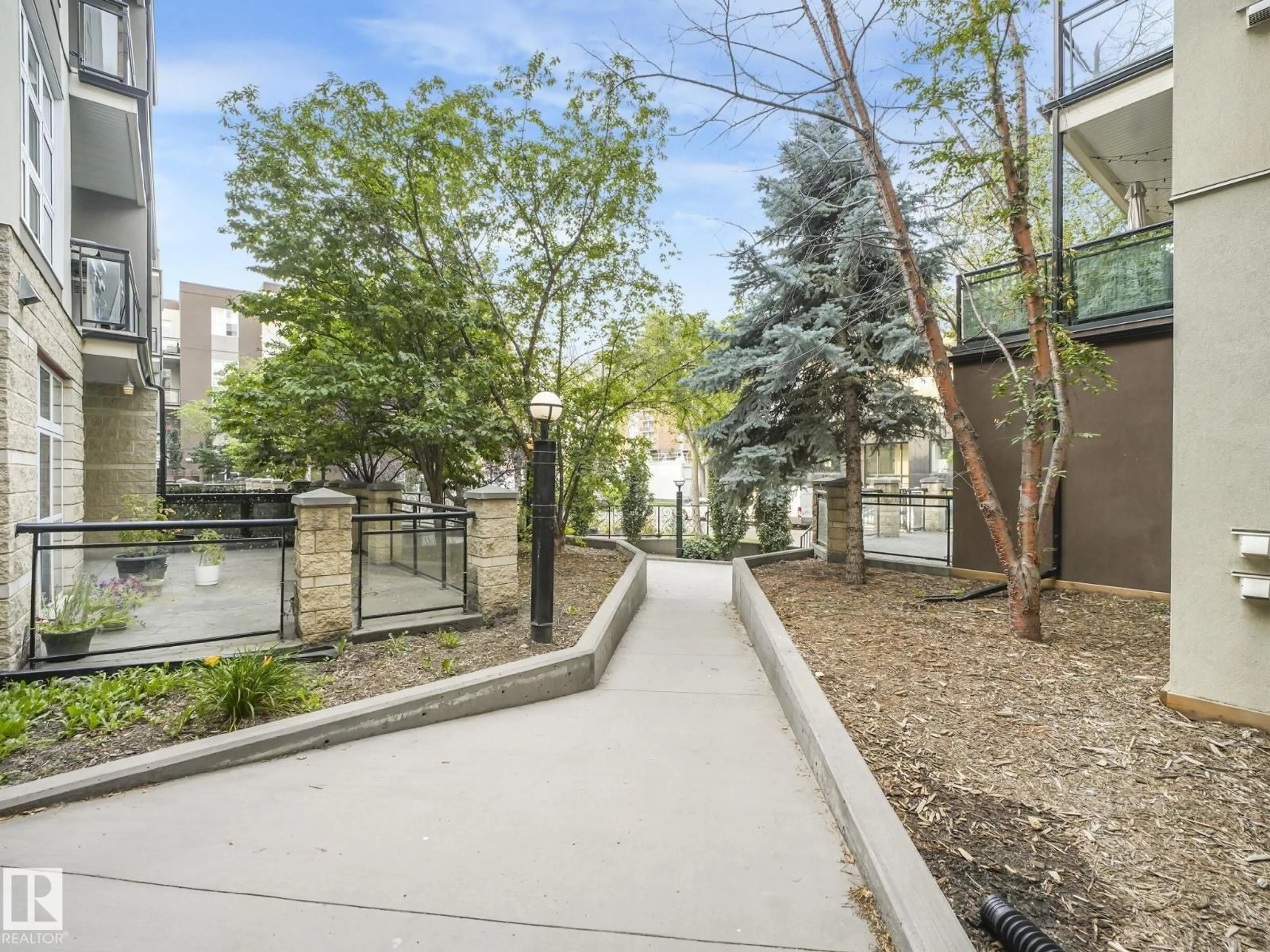 Patio, street for #200 - 10411 122 ST, Edmonton Alberta T5N4C2