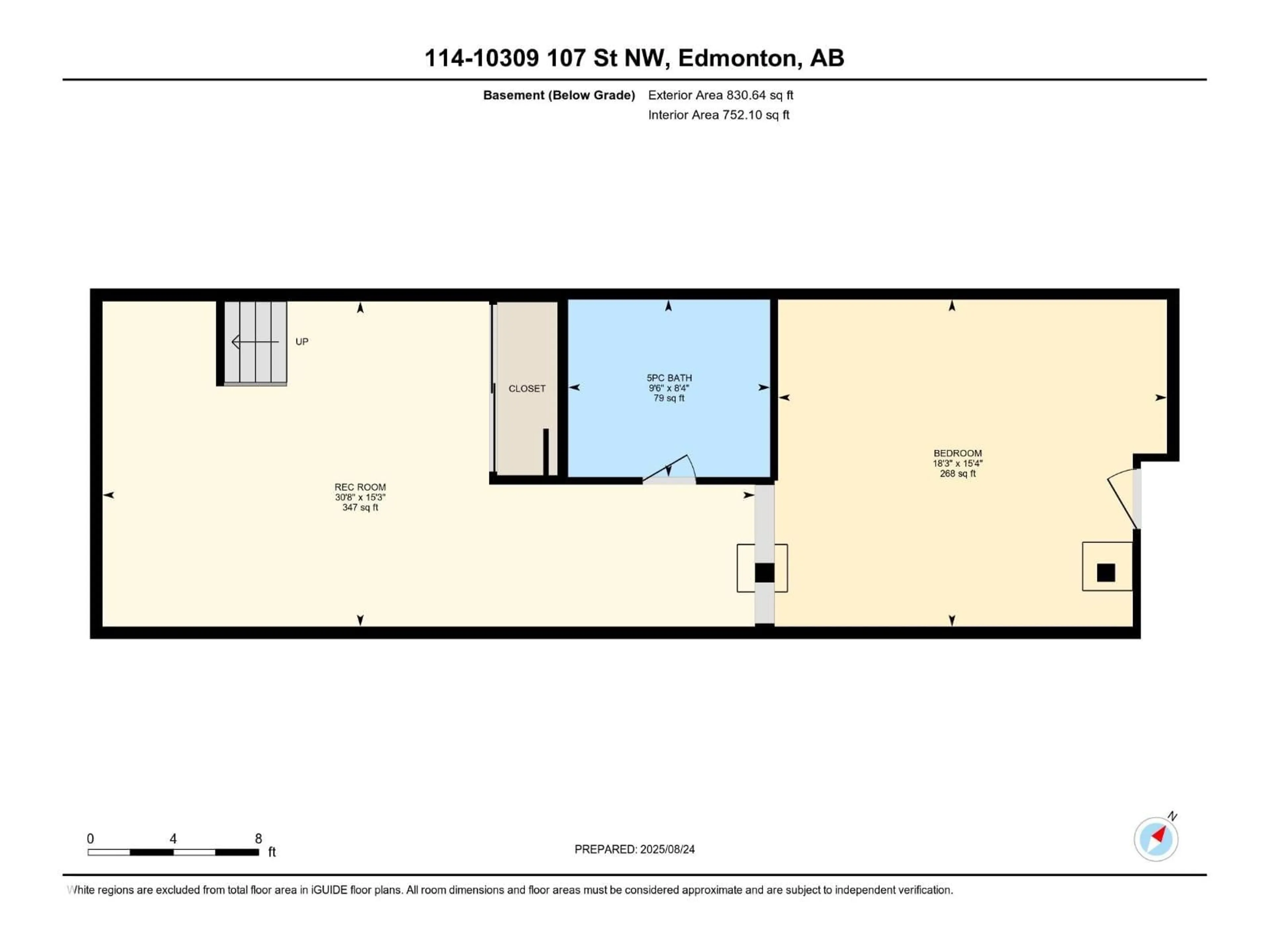 Floor plan for #114 - 10309 107 ST NW, Edmonton Alberta T5J1K3
