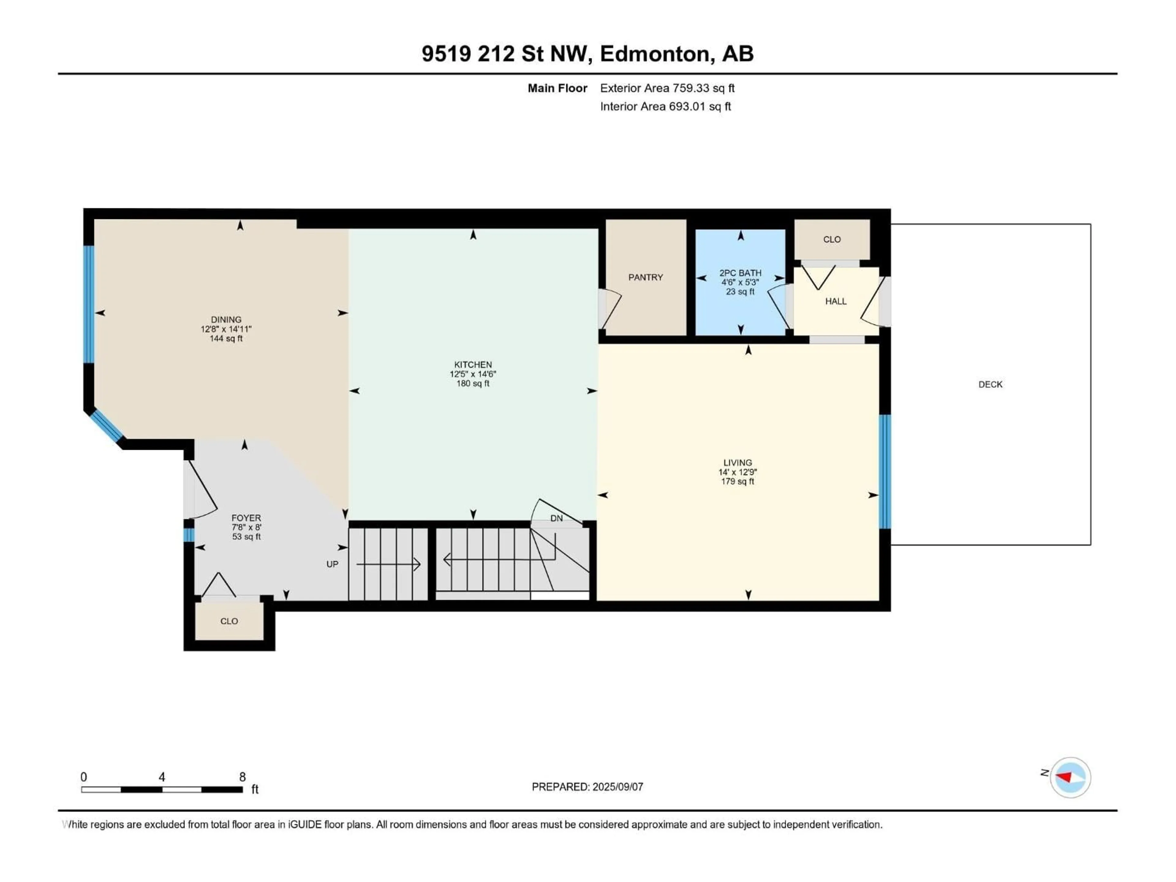 Floor plan for 9519 212 ST, Edmonton Alberta T5T4J6