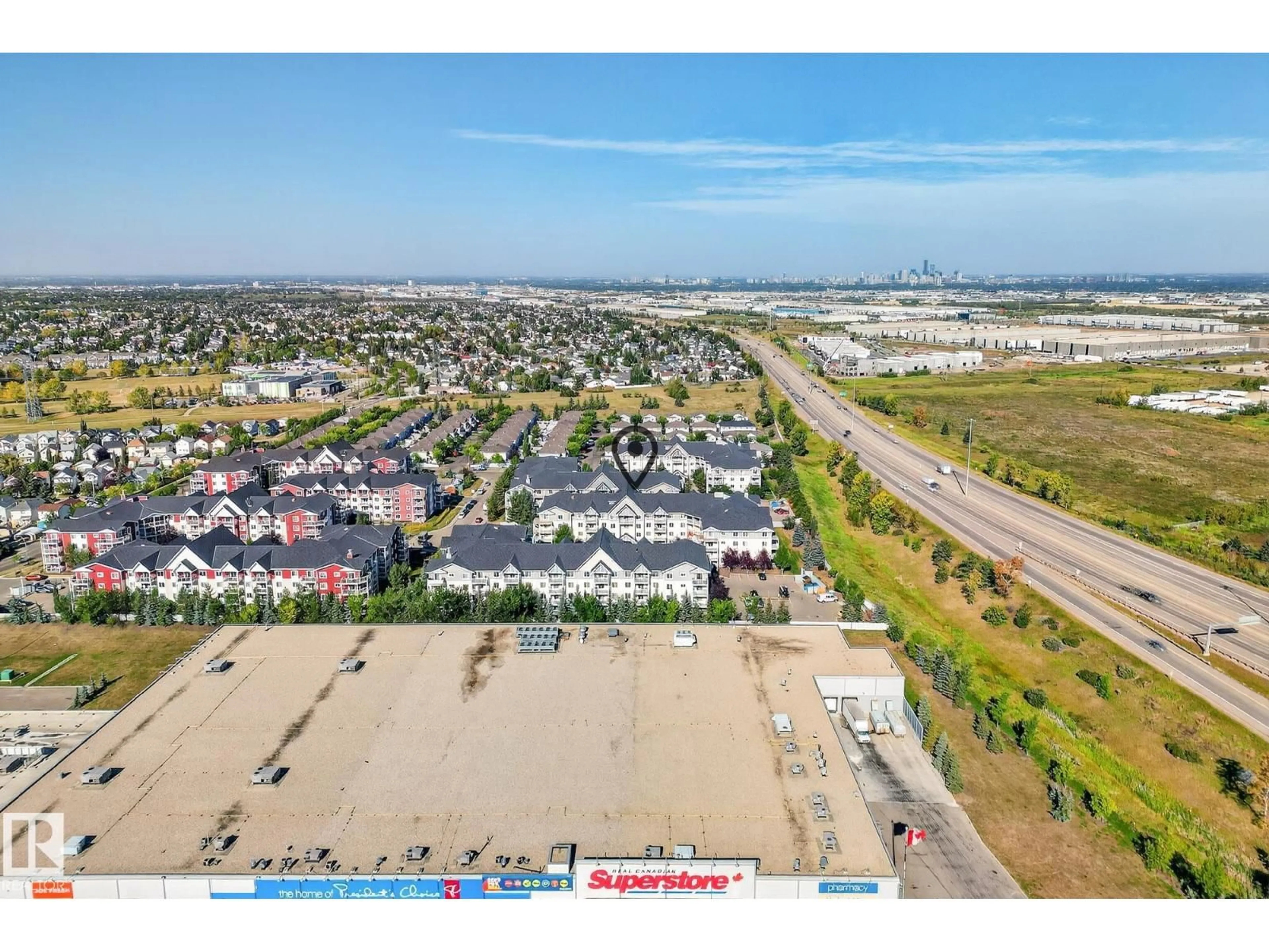 A pic from outside/outdoor area/front of a property/back of a property/a pic from drone, city buildings view from balcony for #215 - 2208 44 AV NW, Edmonton Alberta T6T0G6