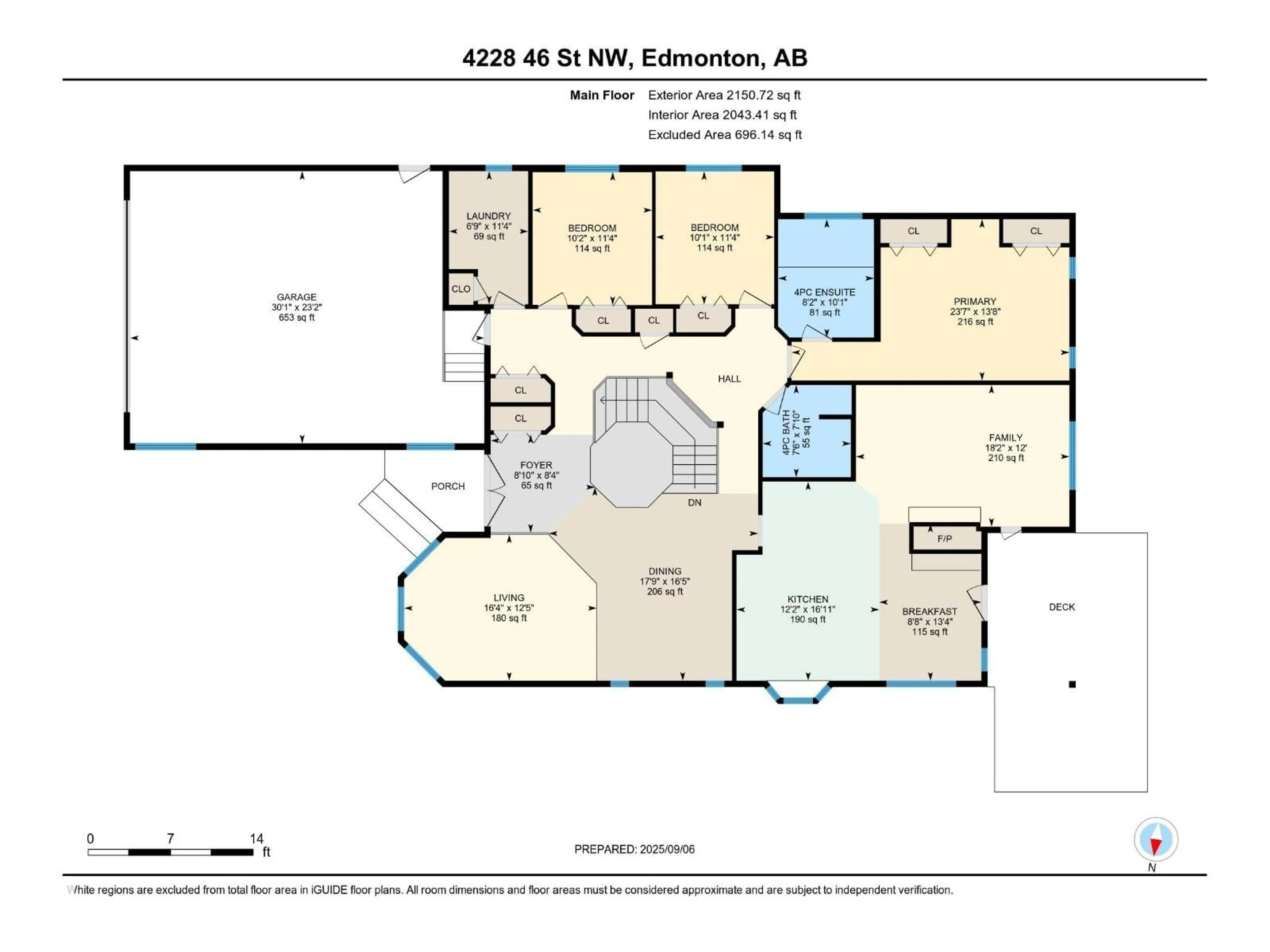 Floor plan for 4228 46 ST NW, Edmonton Alberta T6L6L9