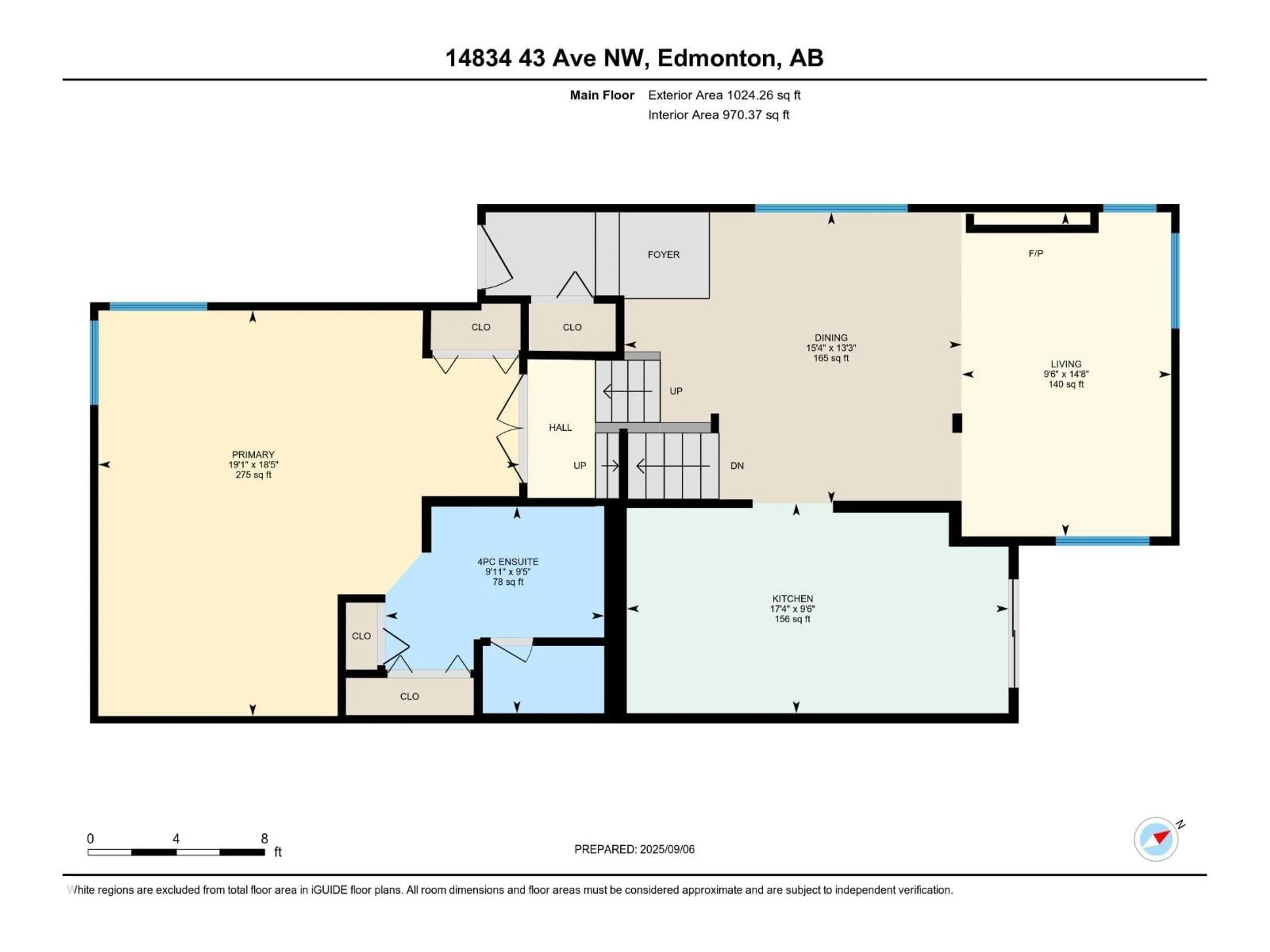 Floor plan for 14834 43 AV NW, Edmonton Alberta T6H5S1