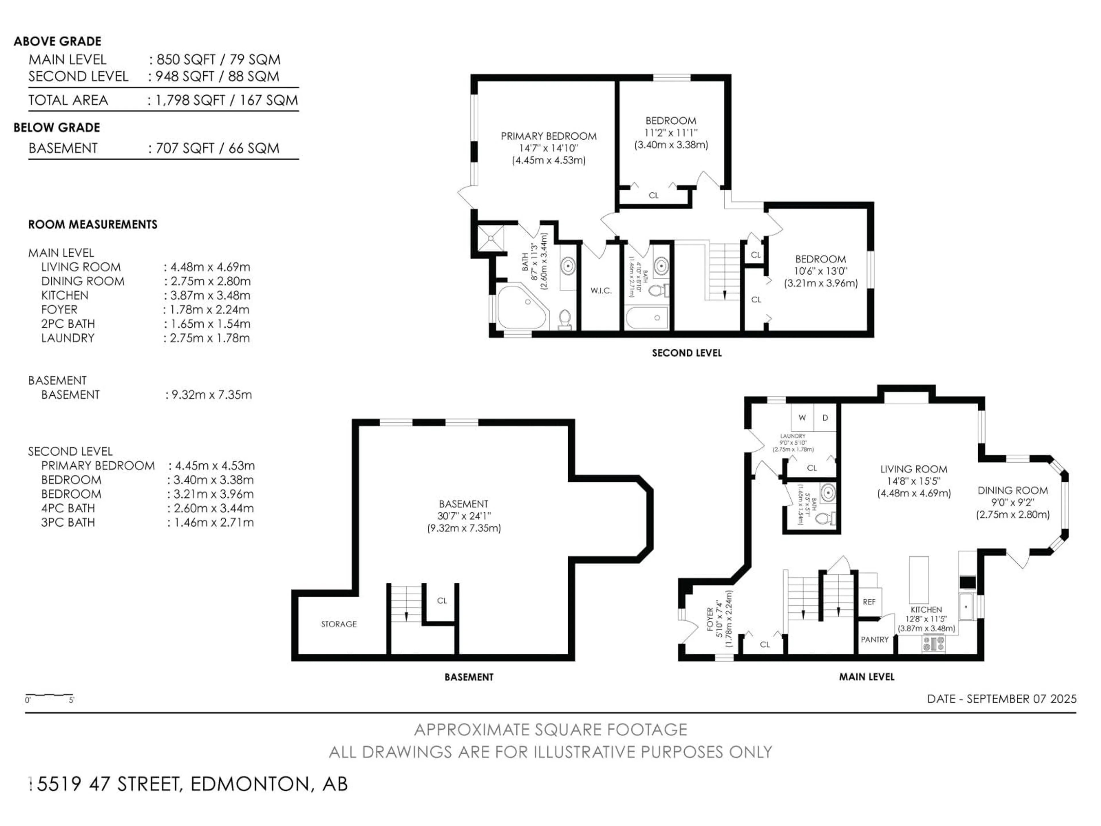 Floor plan for 15519 47 ST, Edmonton Alberta T5Y3L8