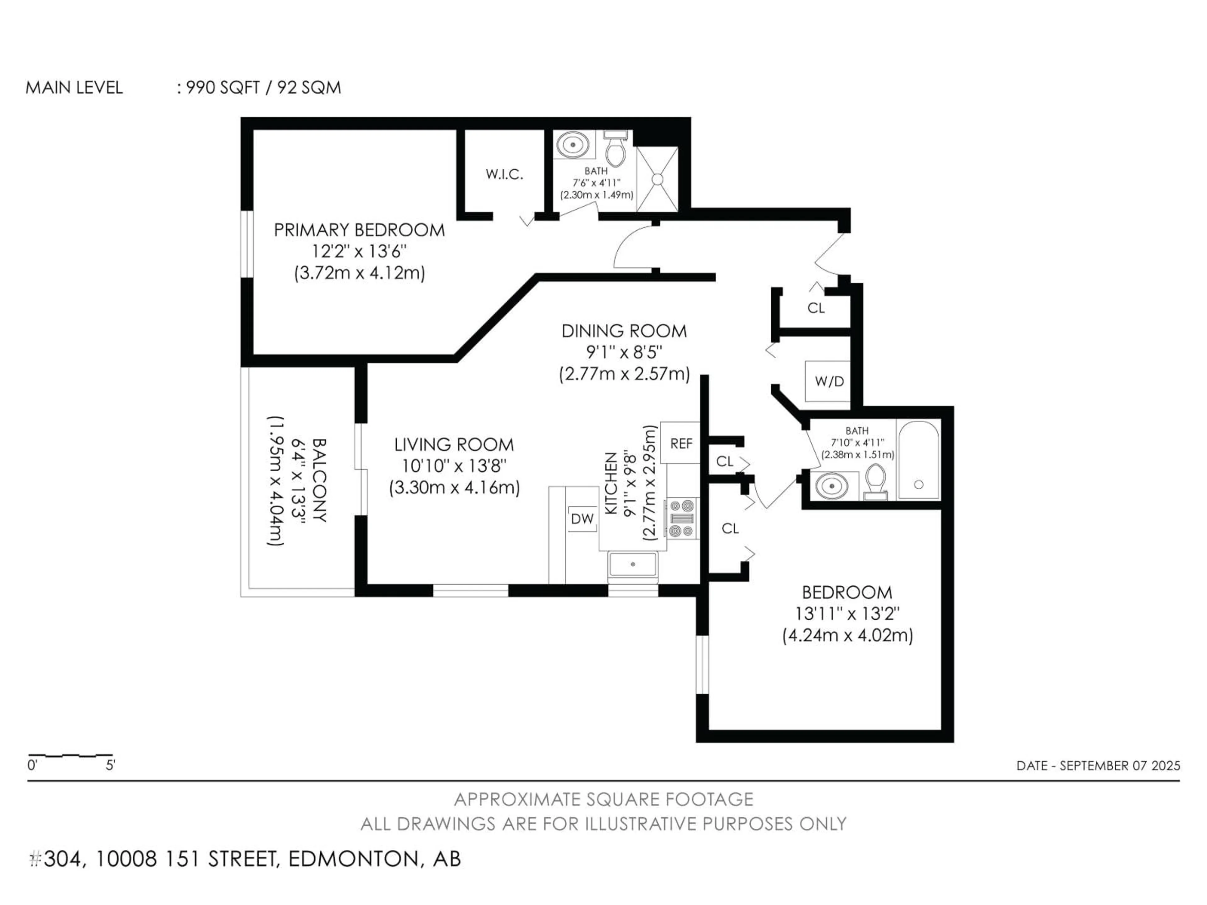 Floor plan for #304 - 10008 151 ST NW, Edmonton Alberta T5P1T3