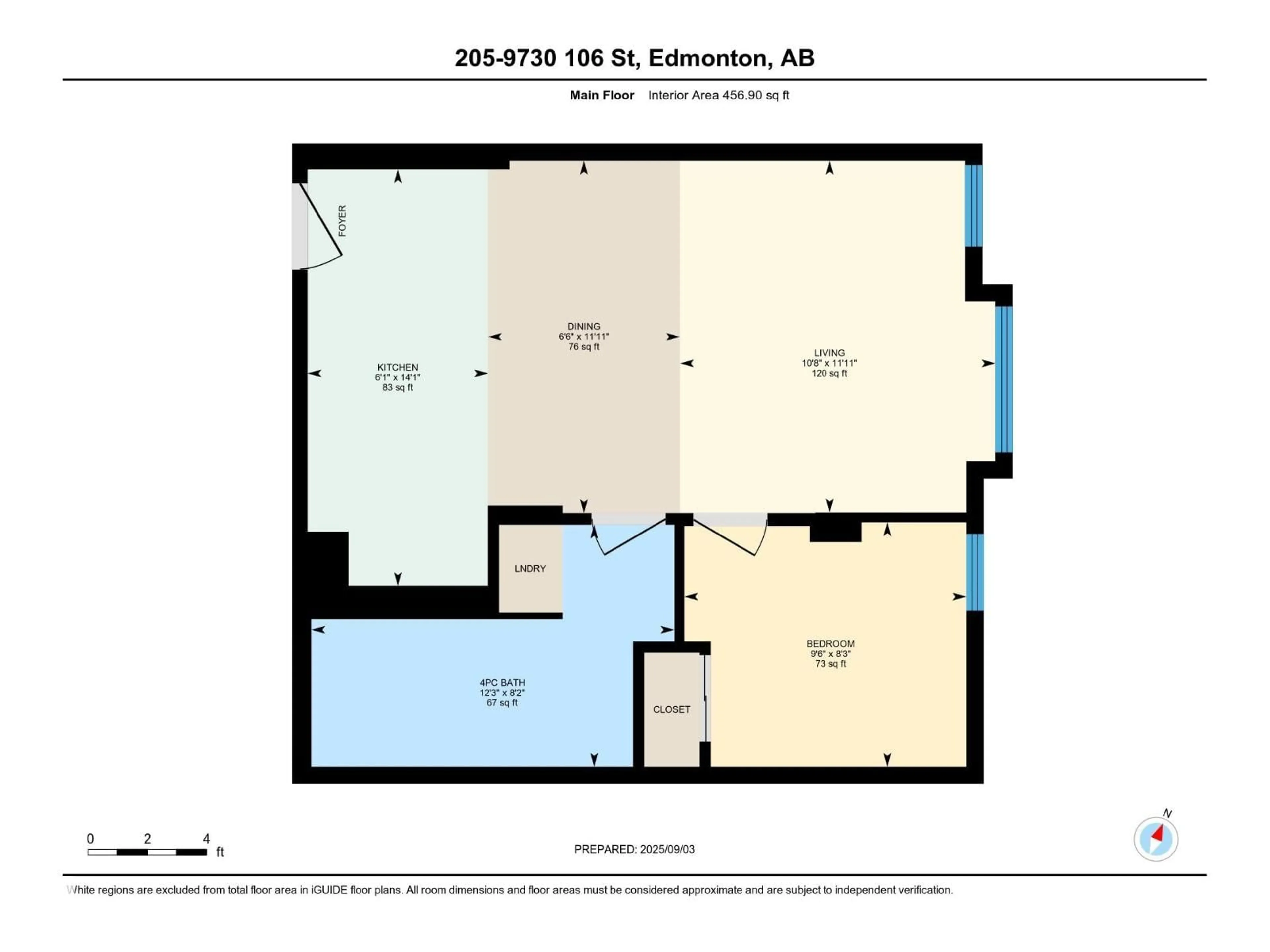 Floor plan for 205 - 9730 106 ST, Edmonton Alberta T5K1B7