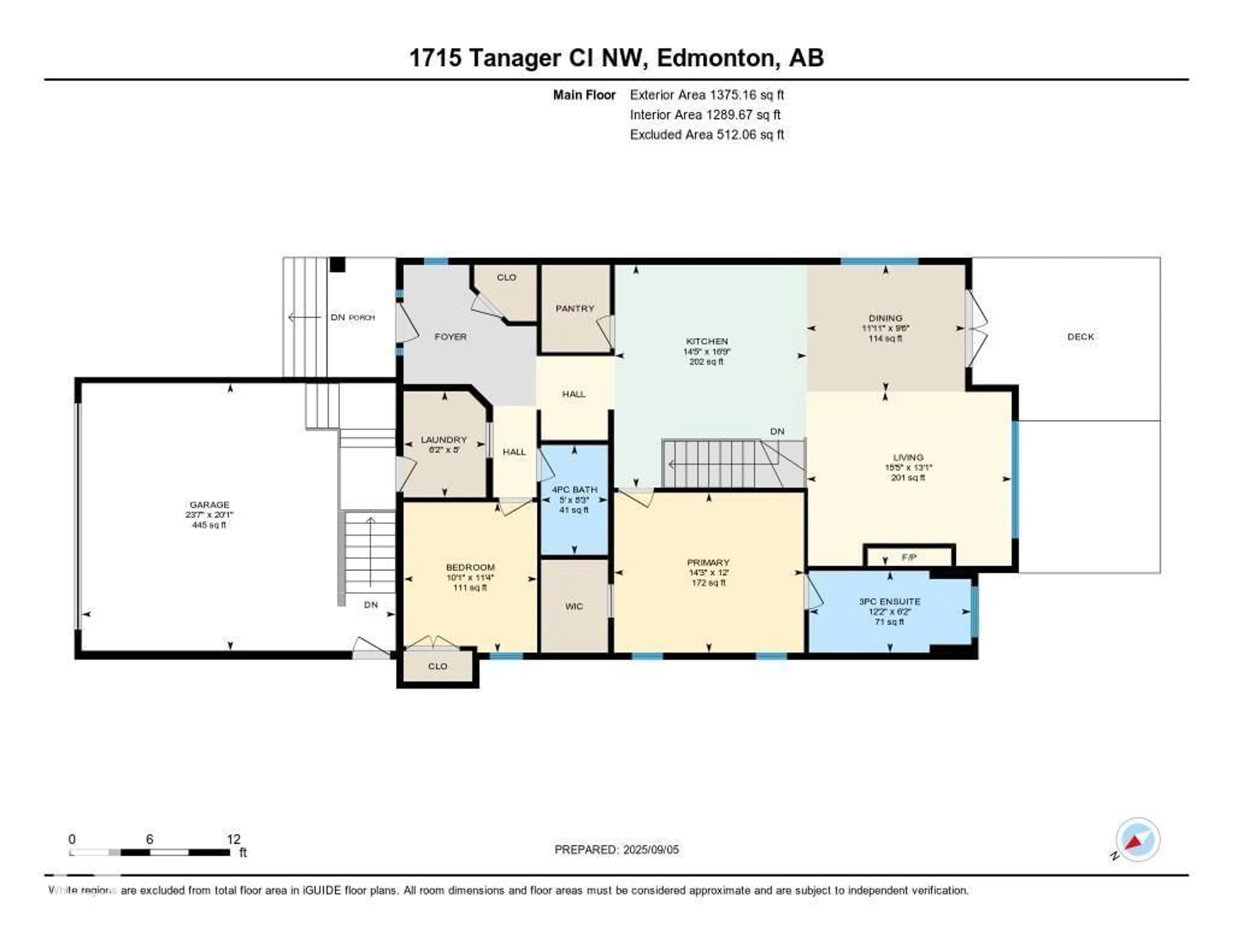 Floor plan for 1715 TANAGER CL, Edmonton Alberta T5S0M5