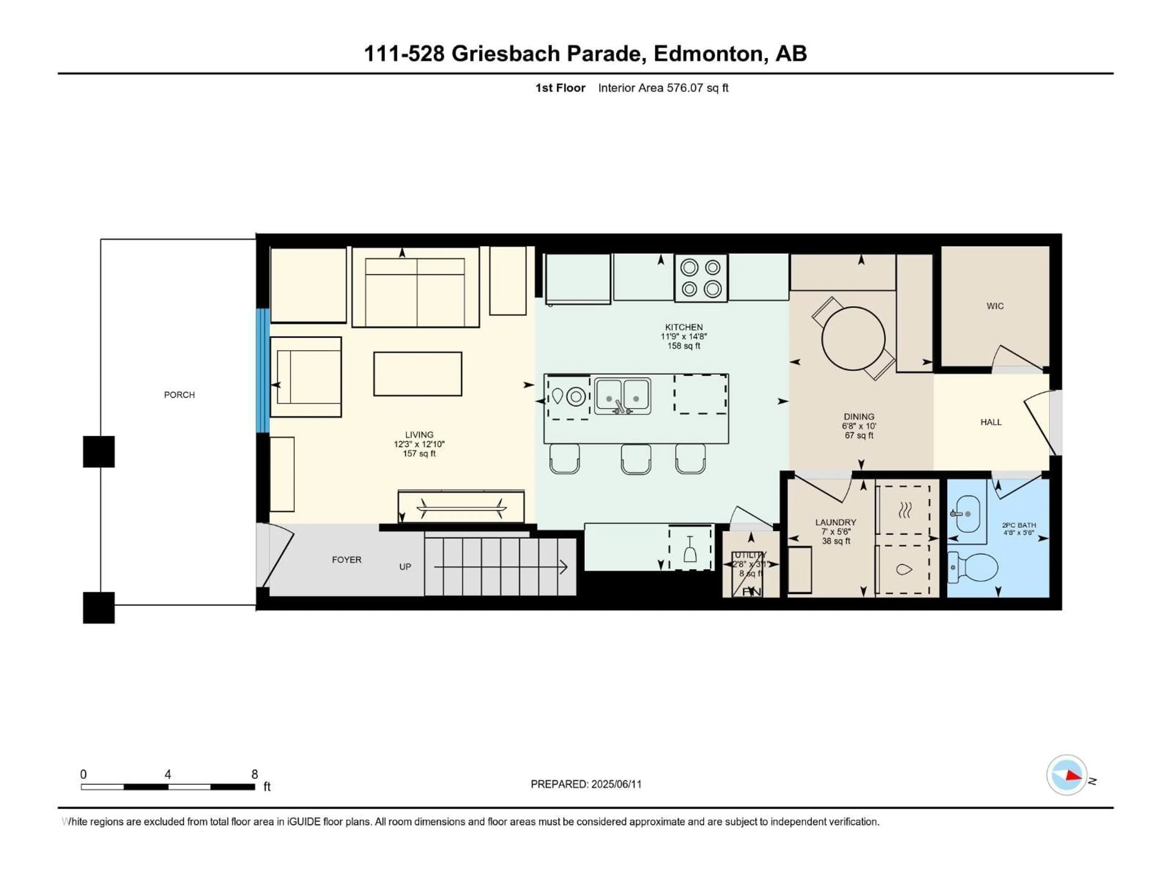 Floor plan for #111 - 528 GRIESBACH PR, Edmonton Alberta T5E6X2