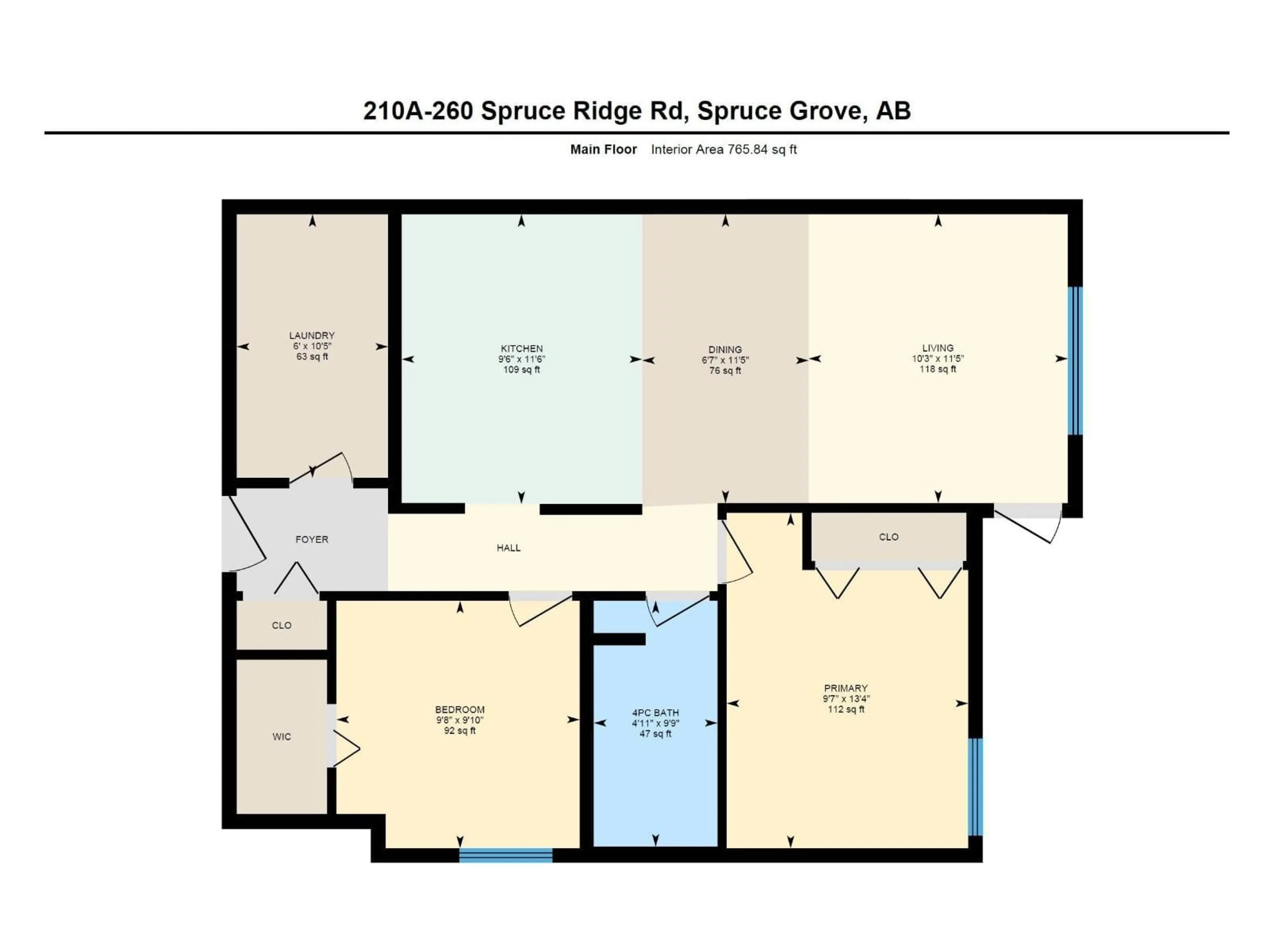 Floor plan for 210A - 260 SPRUCE RIDGE RD, Spruce Grove Alberta T7X0G5