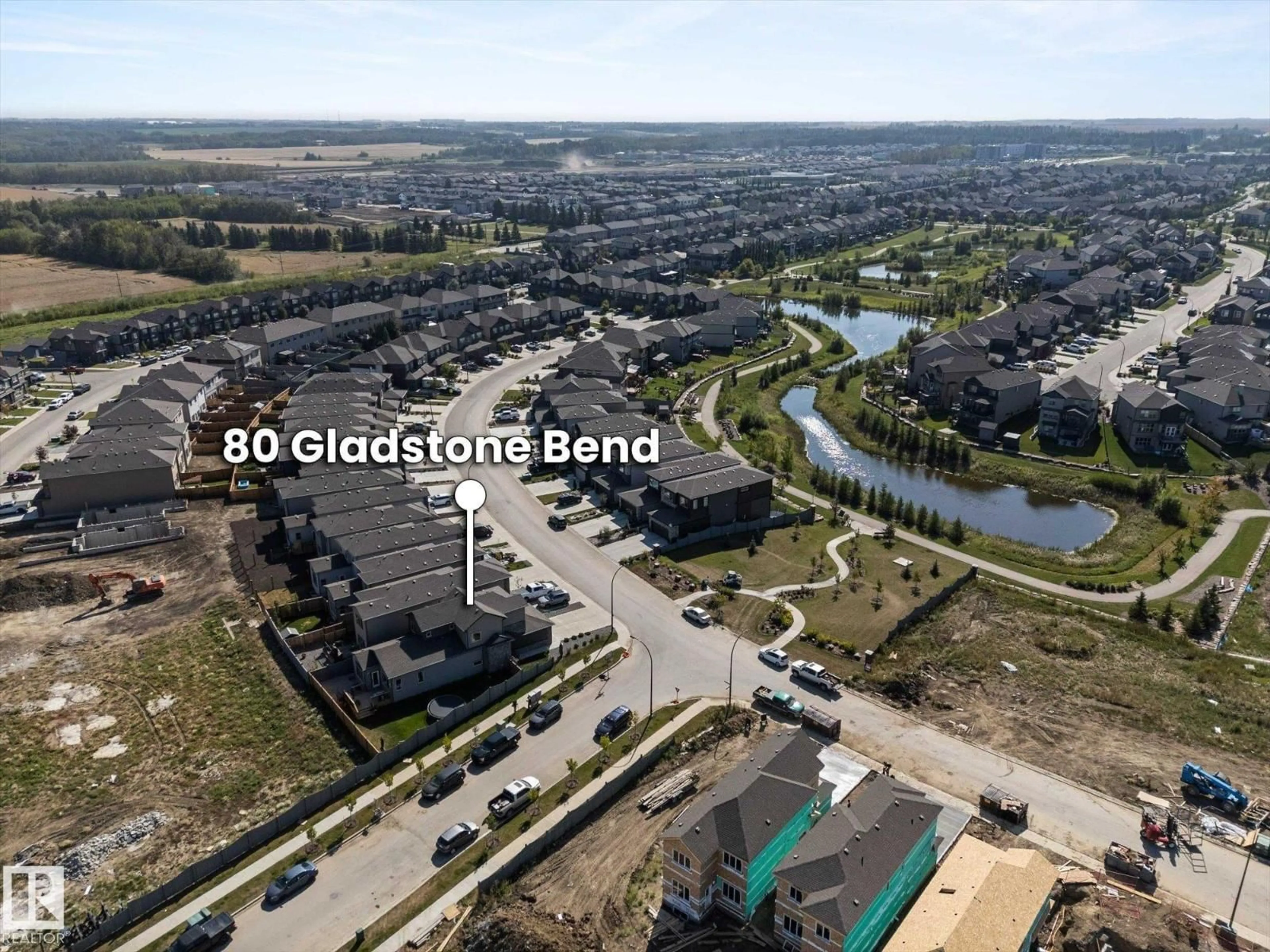 A pic from outside/outdoor area/front of a property/back of a property/a pic from drone, water/lake/river/ocean view for 80 GLADSTONE BN, Spruce Grove Alberta T7X2X6