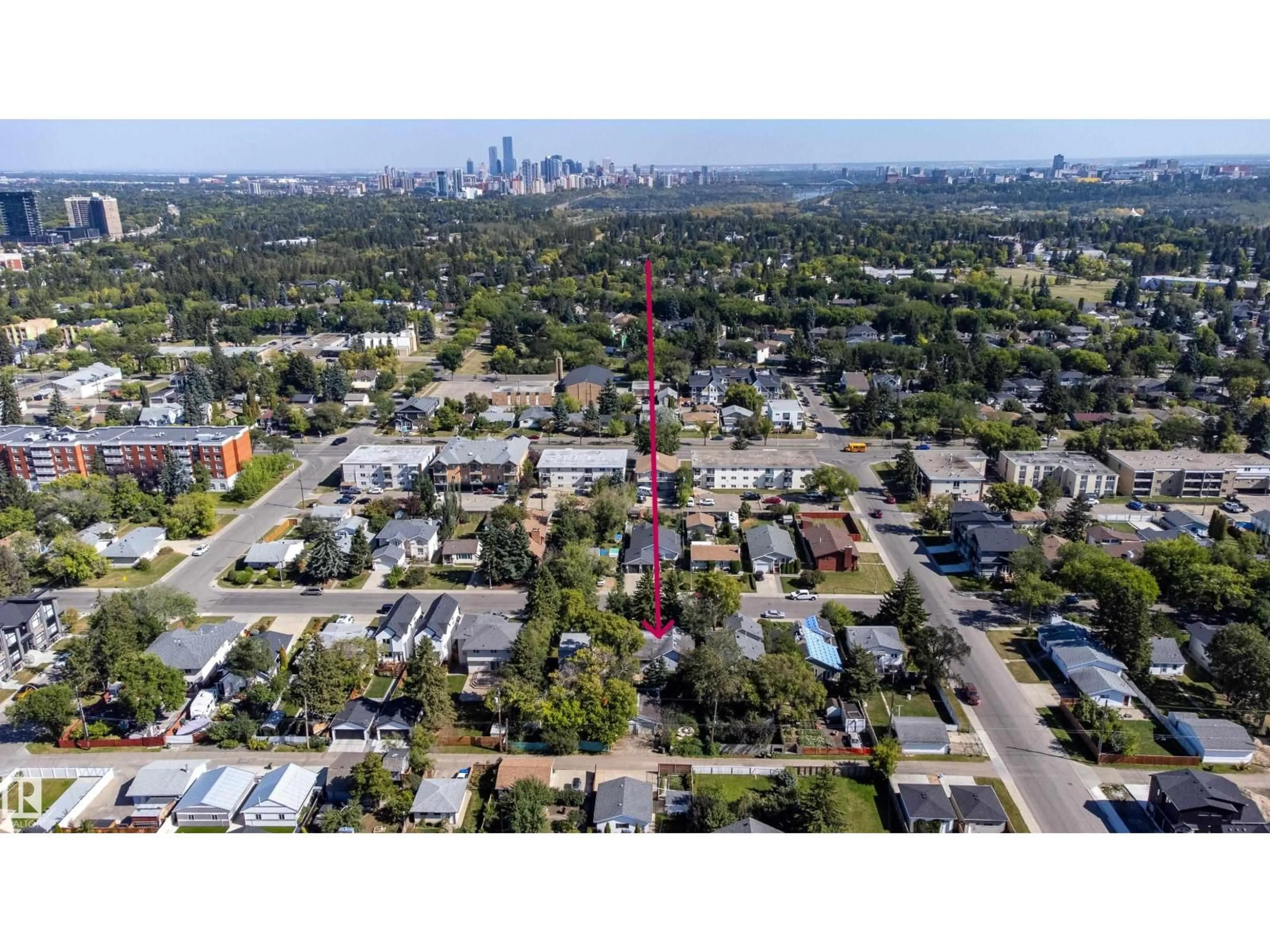 A pic from outside/outdoor area/front of a property/back of a property/a pic from drone, city buildings view from balcony for NW - 9836 150 ST, Edmonton Alberta T5P1N6
