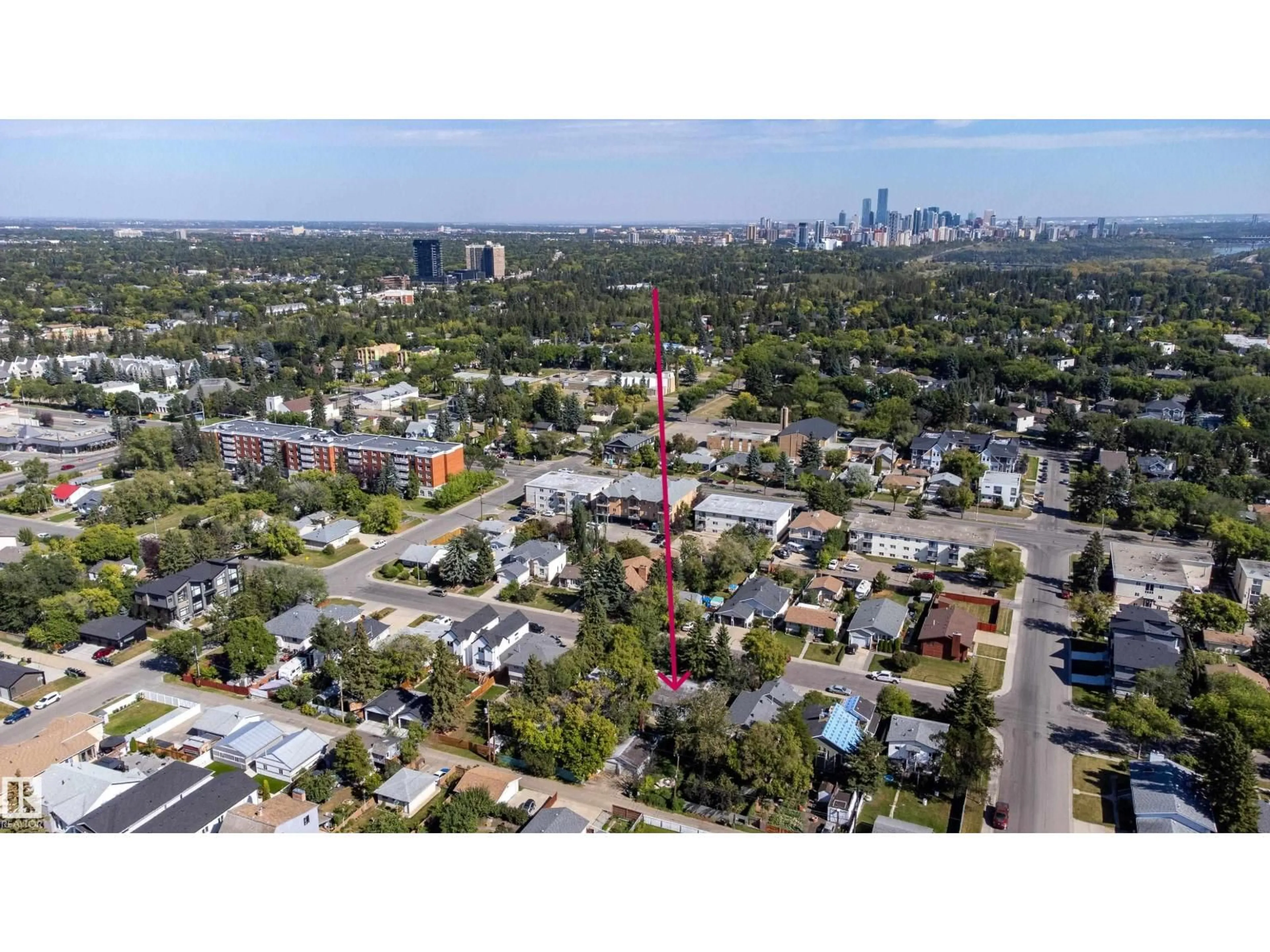 A pic from outside/outdoor area/front of a property/back of a property/a pic from drone, city buildings view from balcony for NW - 9836 150 ST, Edmonton Alberta T5P1N6