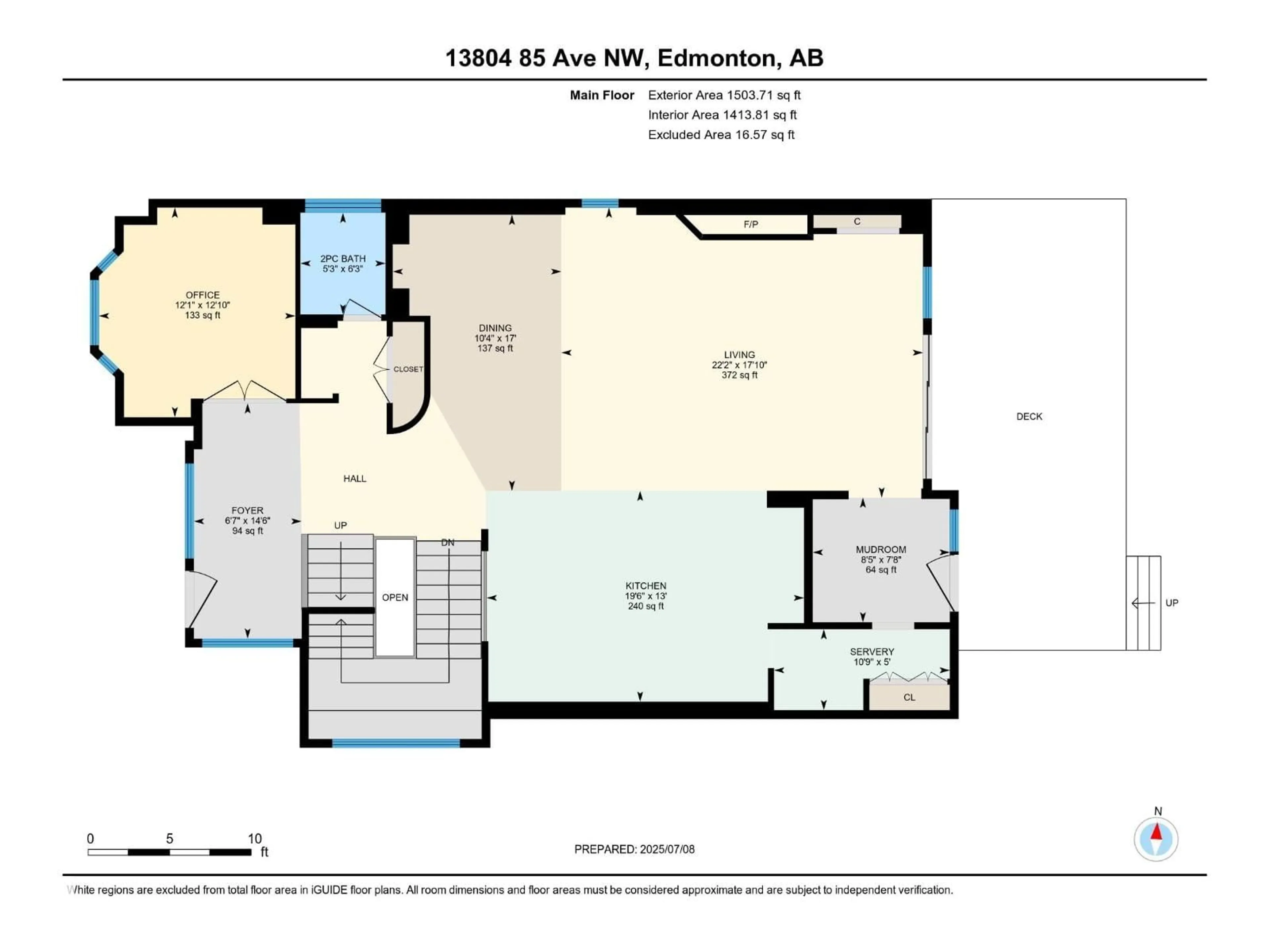 Floor plan for NW - 13804 85 AV, Edmonton Alberta T5R3Y7